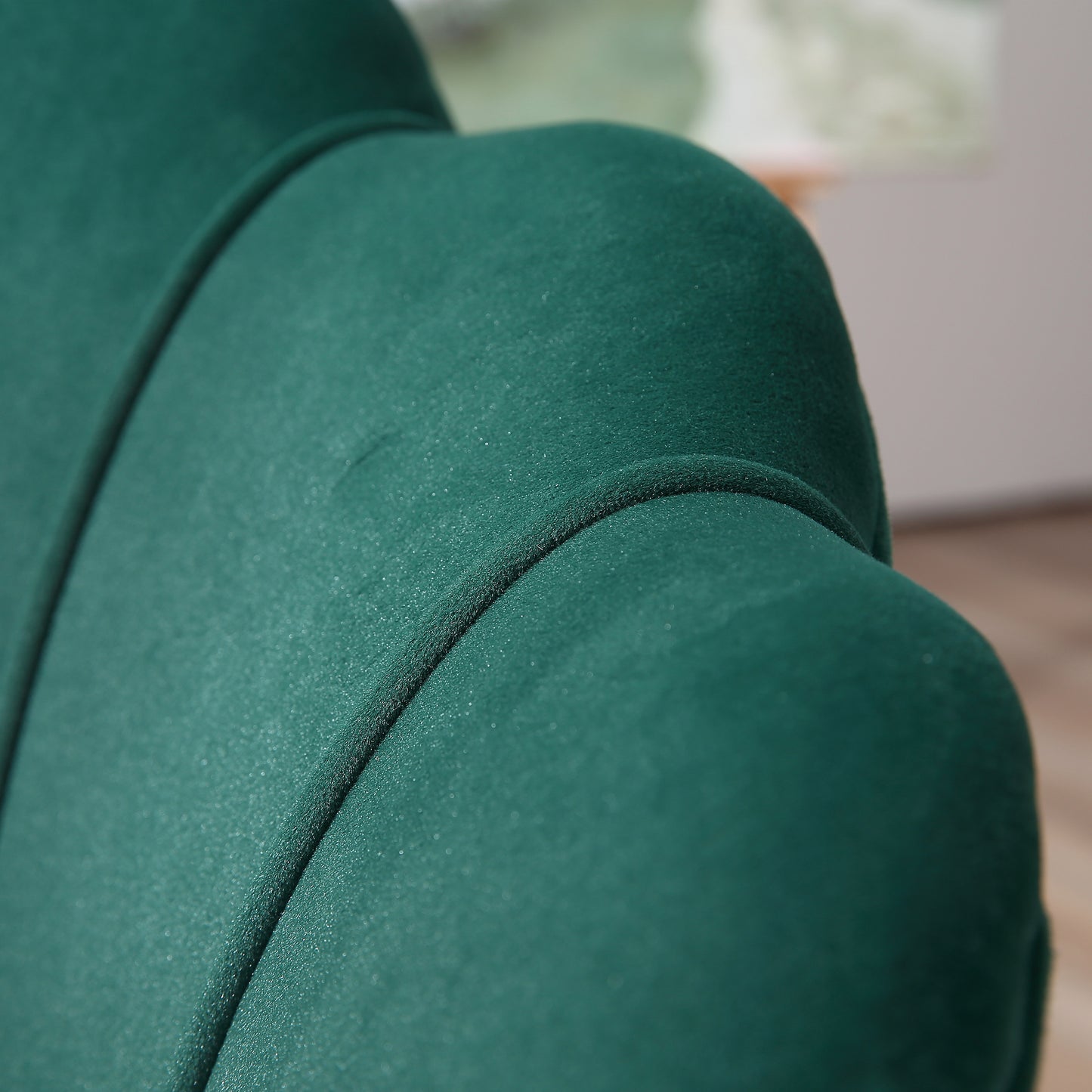 Modern Accent Chair, Velvet-Touch Fabric Leisure Chair with Gold Metal Legs, Dark Green