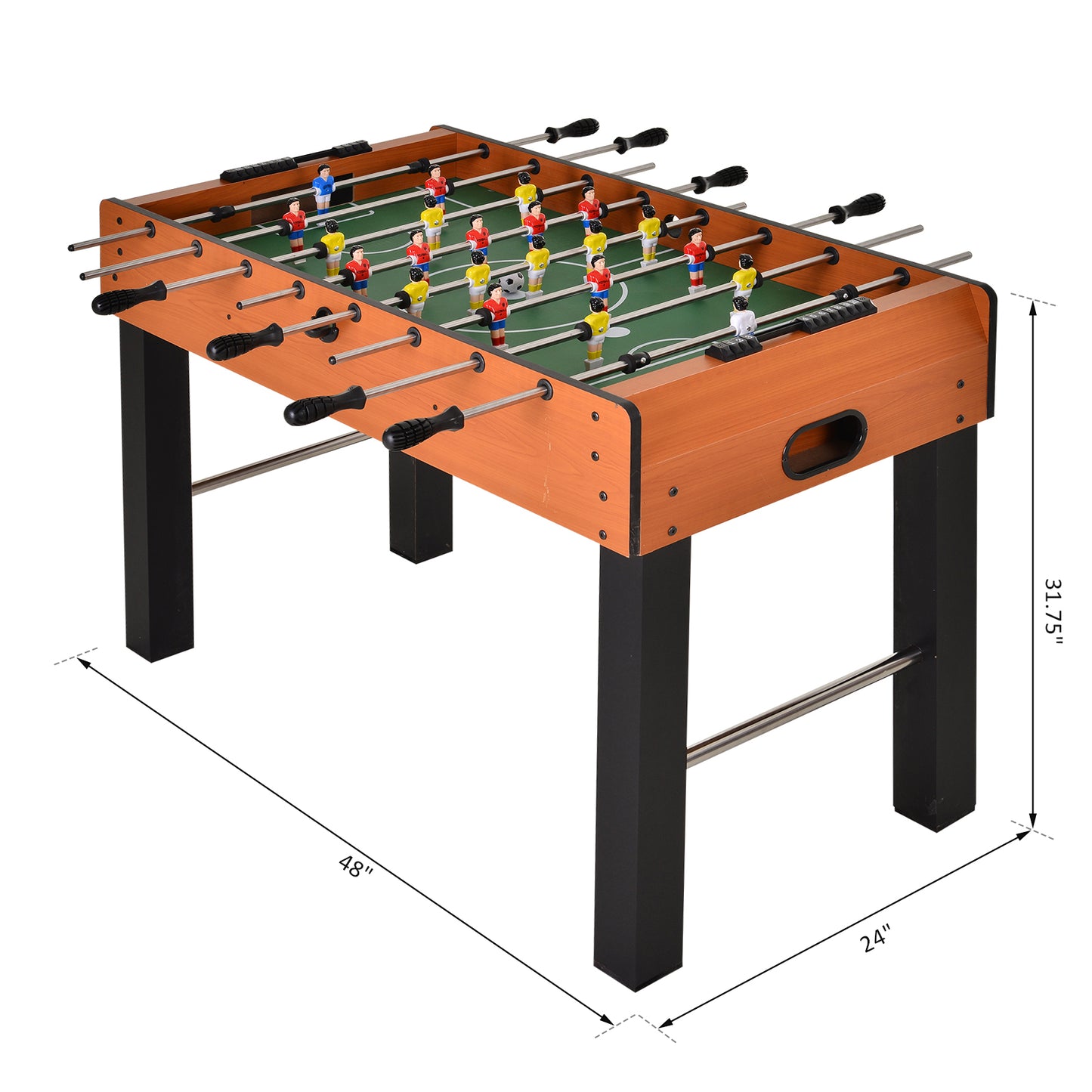 Foosball Table, 48'' Wooden Soccer Game Table, w/ 8 Rods, 2 Balls Suit for 4 Players Perfect for Arcades, Pub, Game Room