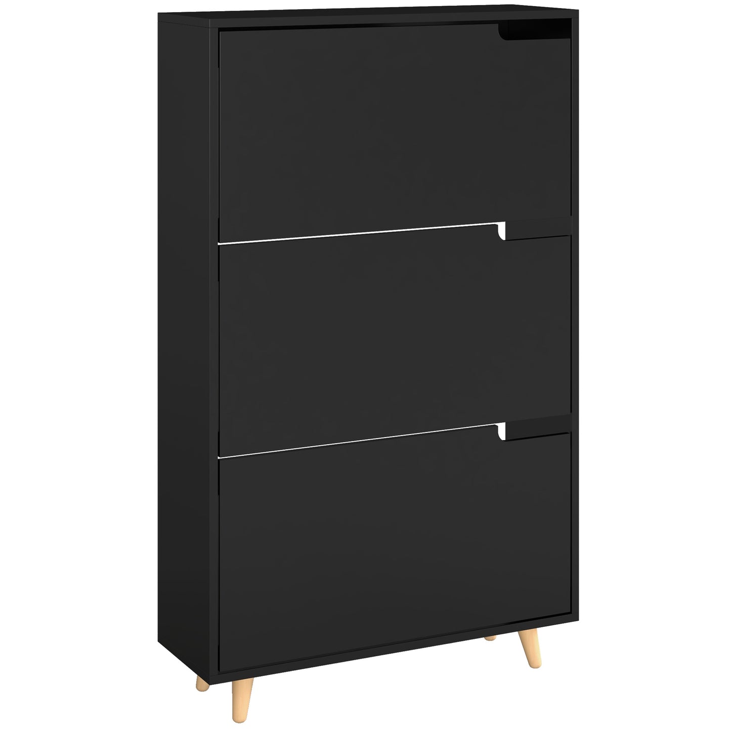 Slim Shoe Storage Cabinet with 3 Flip Drawers and Adjustable Shelves, Shoe Cabinet for 18-24 Pairs, Black