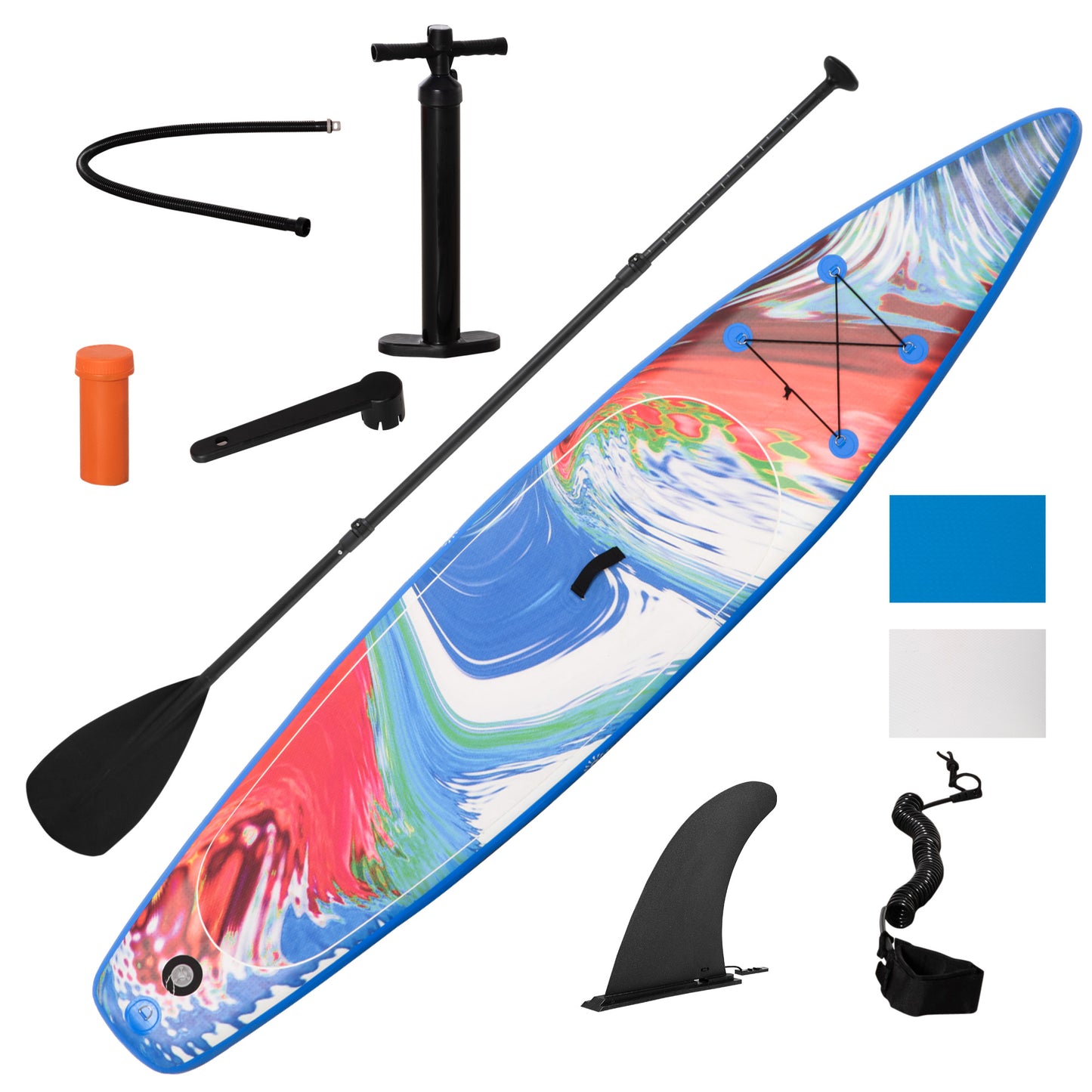 Inflatable Paddle Board, Stand Up Paddle Board Adjustable Aluminum Paddle Non-Slip Deck Colorful Spray-painting Board with ISUP Accessories & Carry Bag, 11'9'' x 30" x 6", Blue