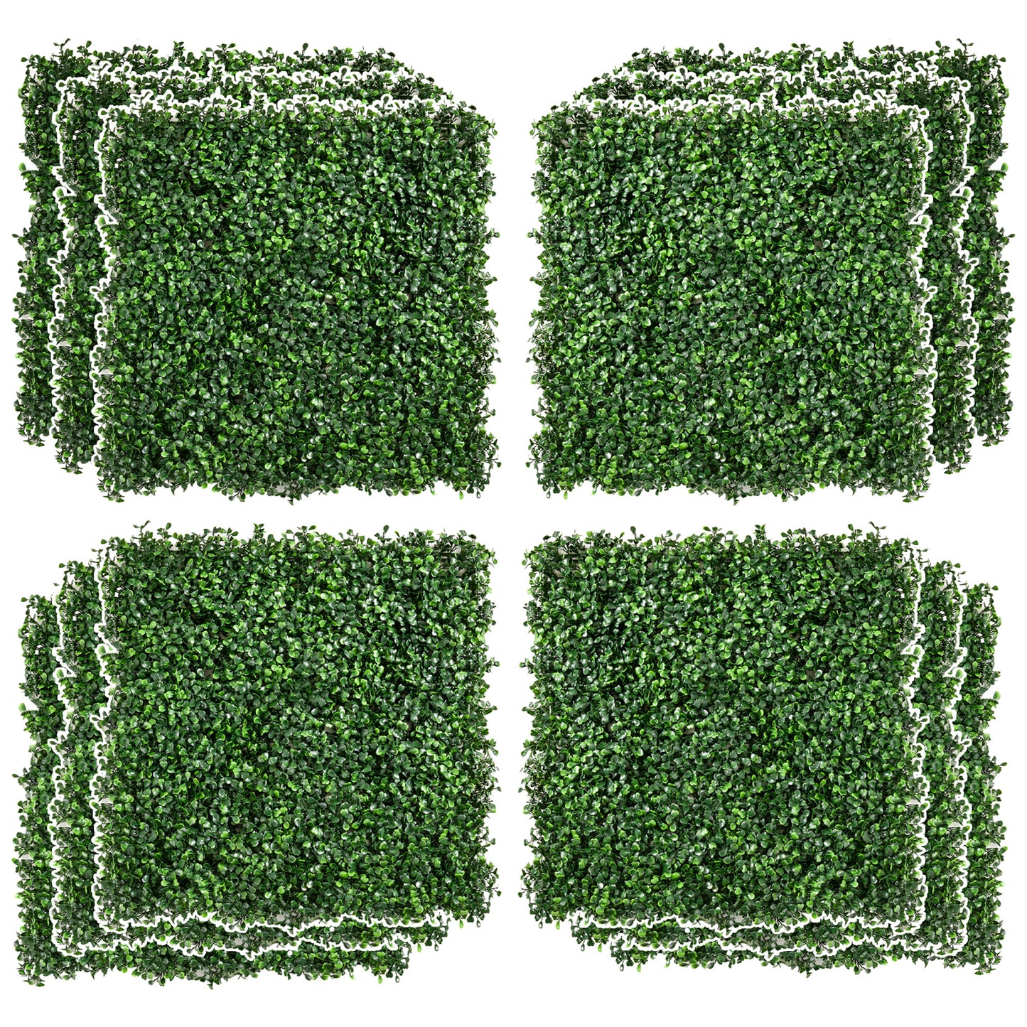 12-Piece Milan Artificial Grass, Fake Green Wall Grass with Water Drainage for Home, Garden, Light Green, 19.75" x 19.75"