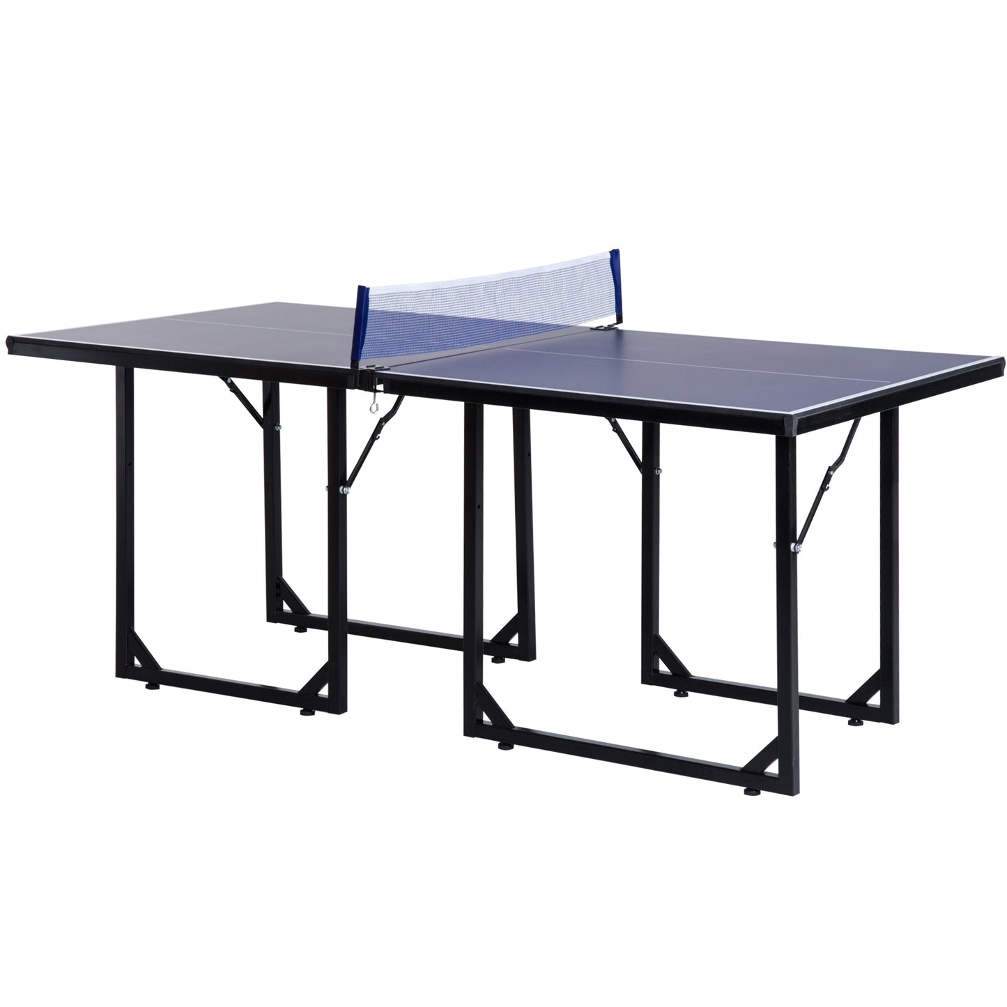 6x3ft Compact Midsize Table Tennis Table Multi-Use Family Ping-pong Table Free Standing Folding Blue