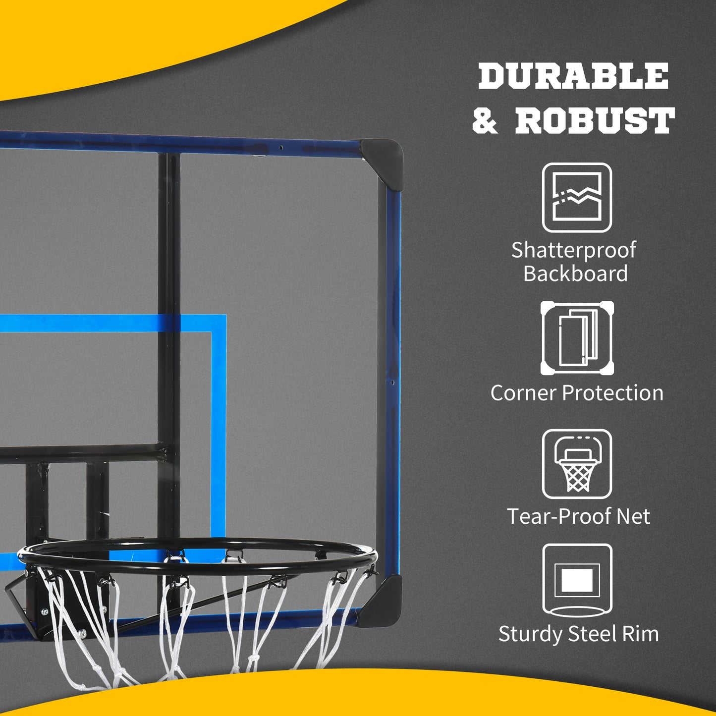 Wall Mounted Basketball Hoop, Mini Hoop with 45" x 29" Shatter Proof Backboard, Durable Rim and All-Weather Net for Indoor and Outdoor Use