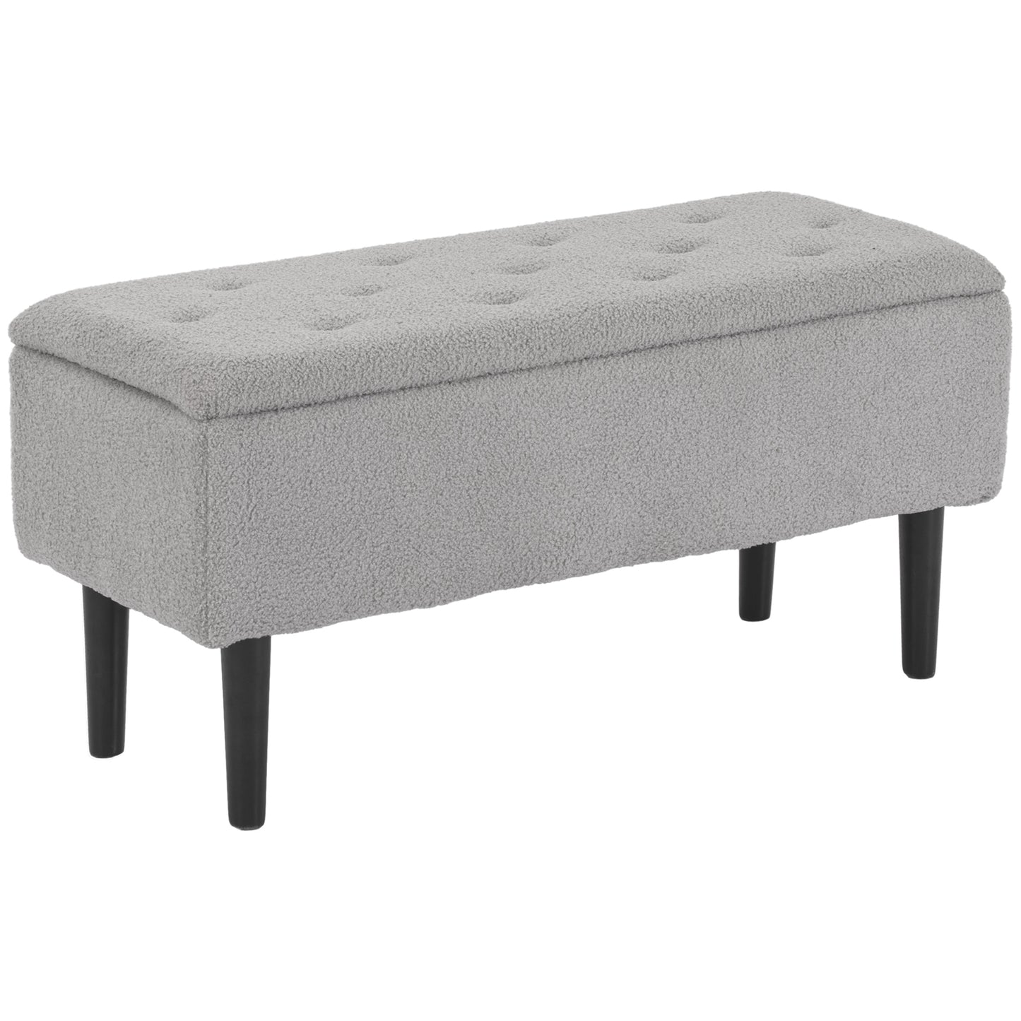 Modern Storage Bench, Ottoman with Storage and Lamb's Wool Upholstery