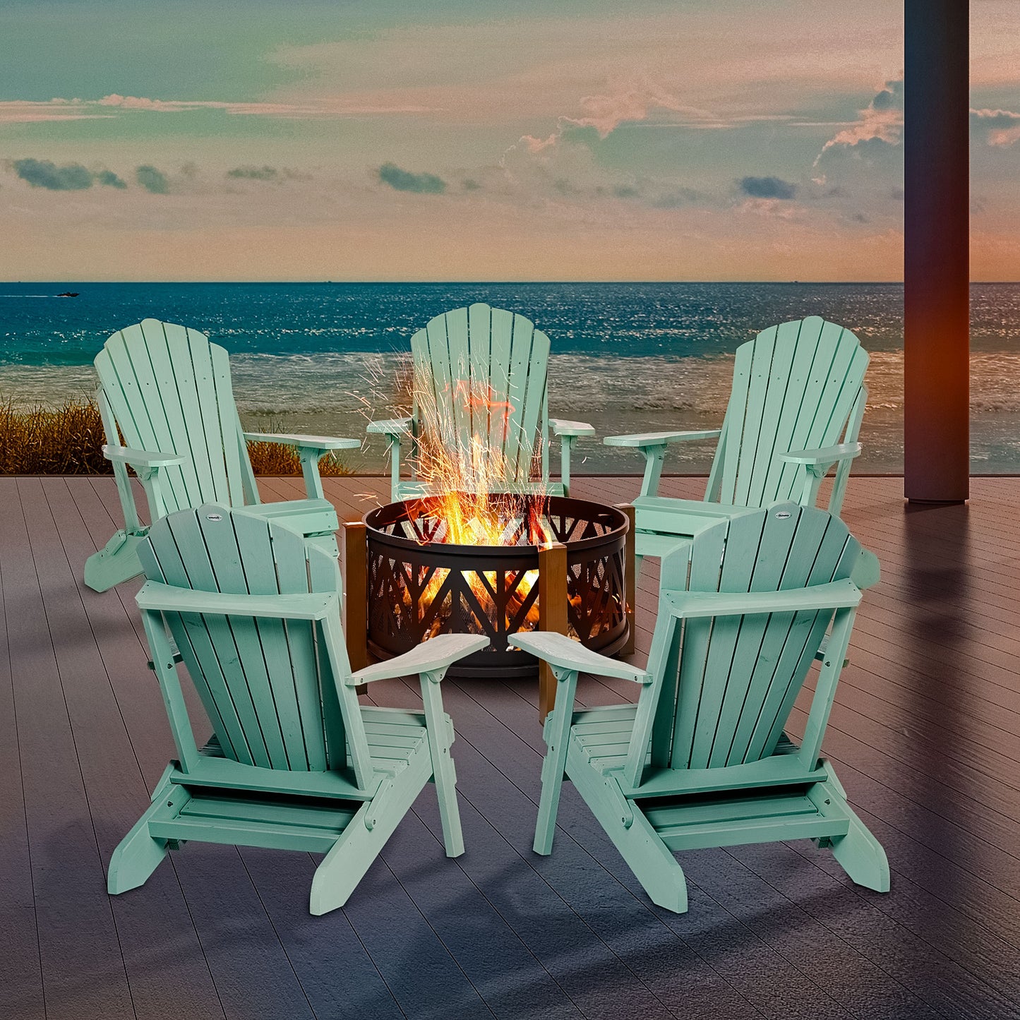 Foldable Adirondack Chair with Ottoman