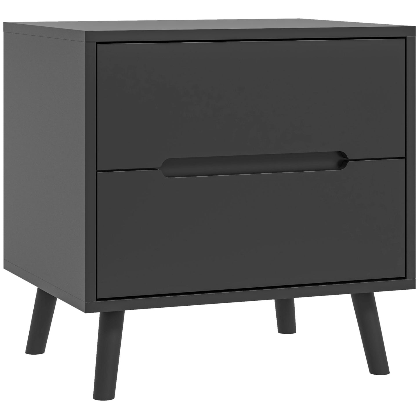 Modern Nightstand, Night Table with 2 Drawers, Bed End Table with Solid Wood Legs for Bedroom