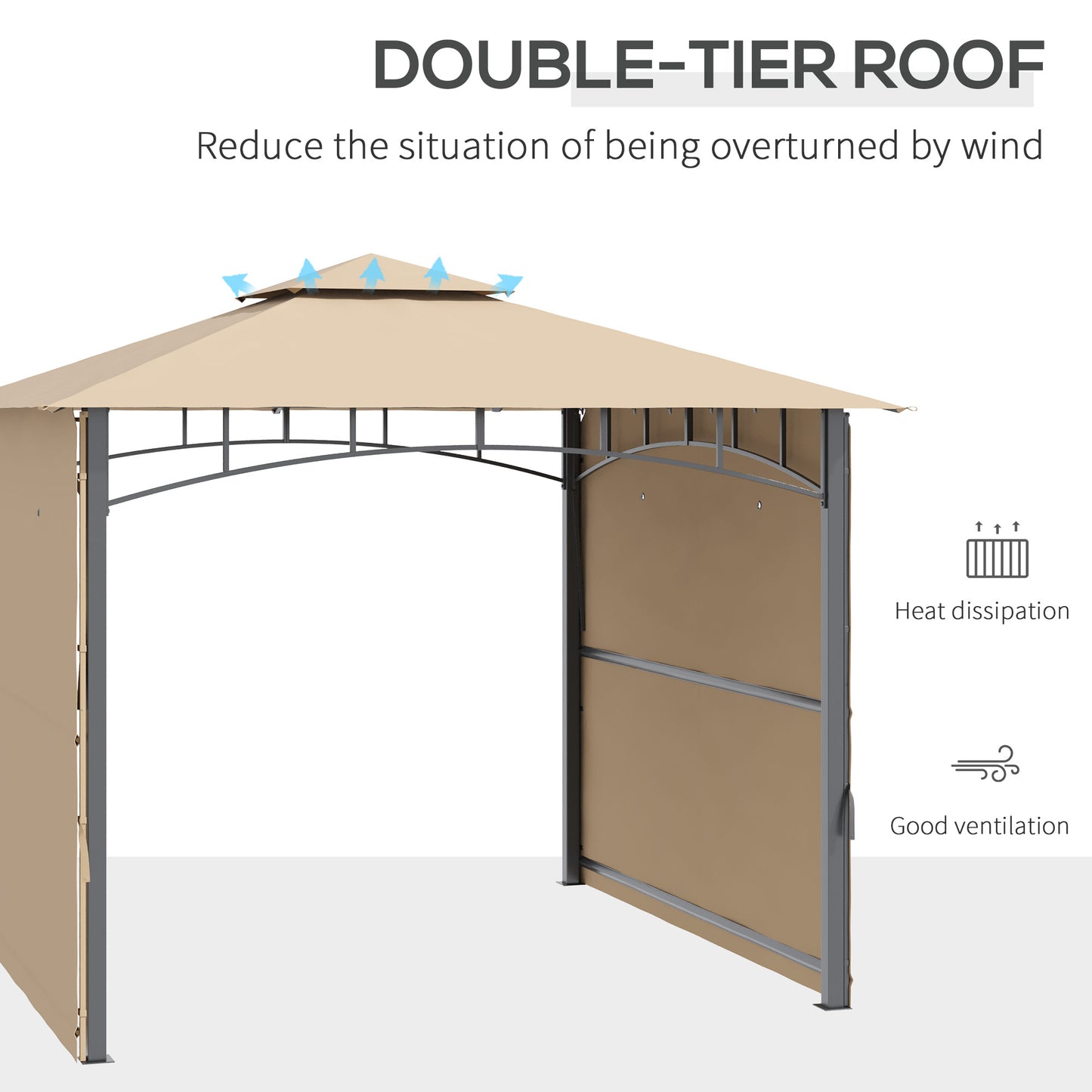 10' x 10' Patio Gazebo with Expandable Side Awnings in Beige