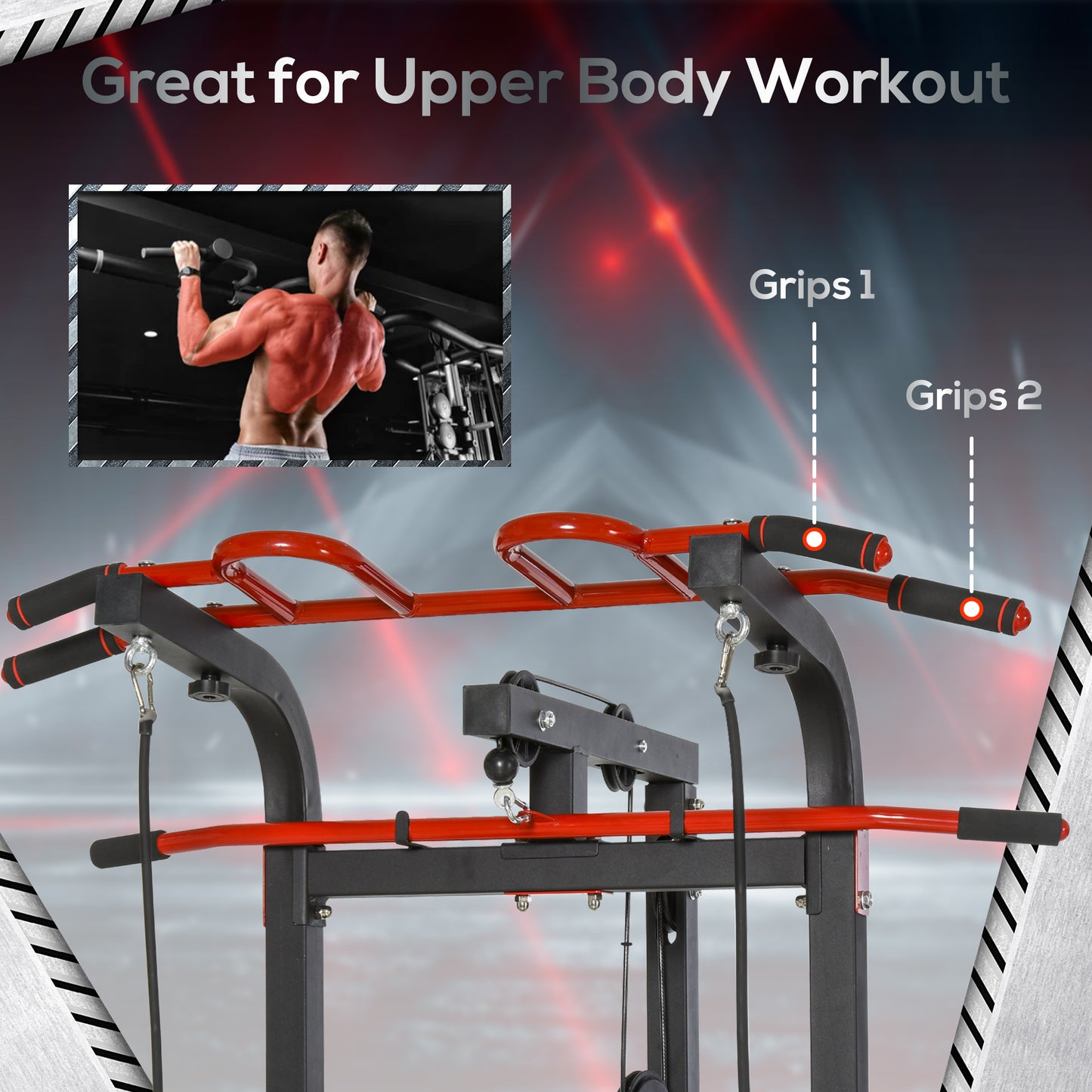 Power Tower, Pull Up Station with Dip Bar, Lat Pulldown Machine and Push-up Stand, Multi-Function Free Standing Pullup Bar for Home Gym