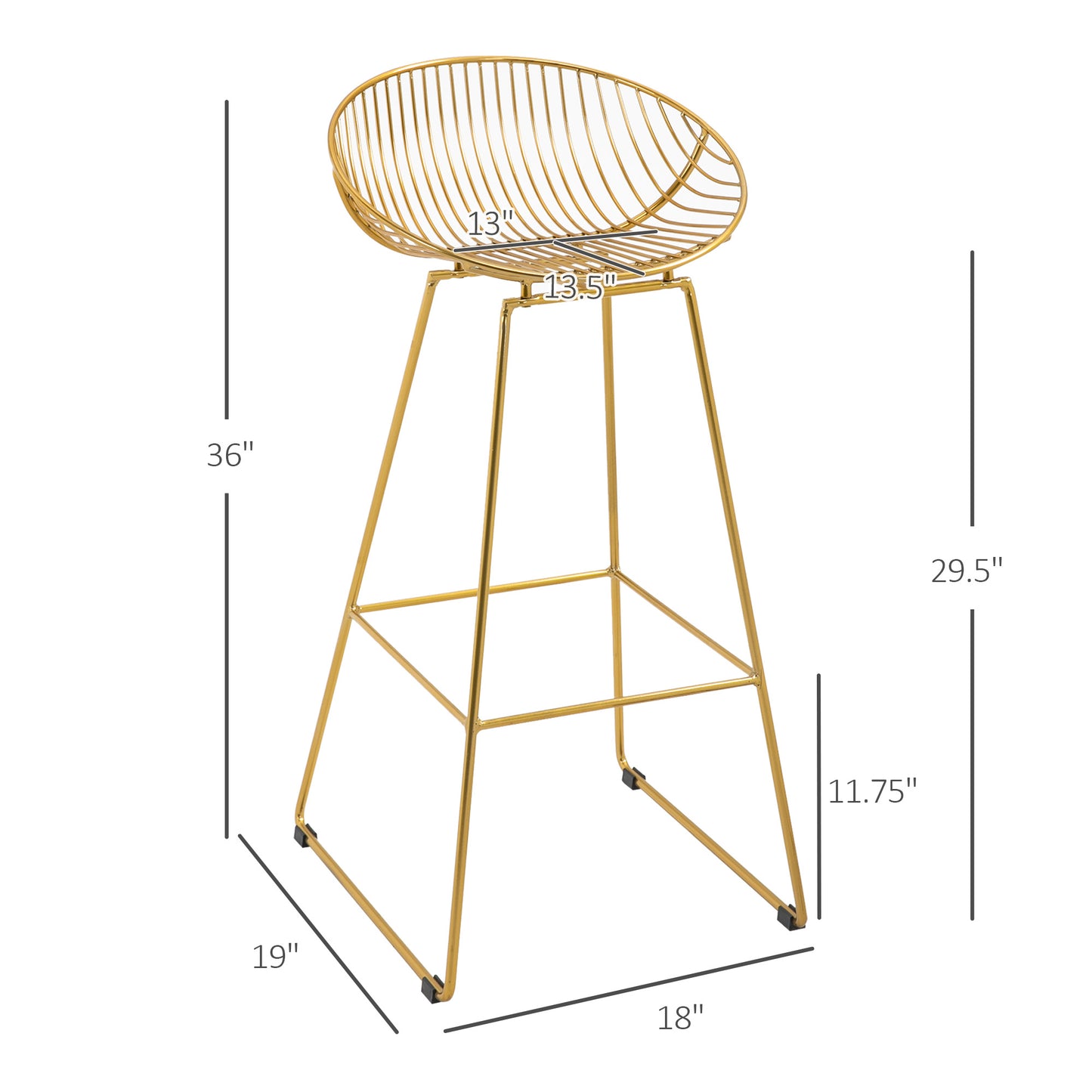 Counter Bar stools Set of 2, Modern Tall Bar Chairs for Kitchen with Backrest and Footrest, Steel Frame, Gold