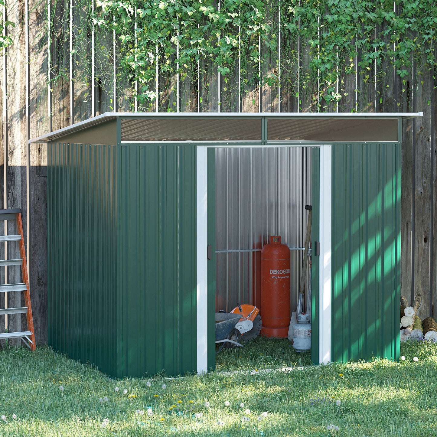 6' x 8.5' Outdoor Metal Garden Shed Utility Tool Storage Steel Backyard House, Dark Green