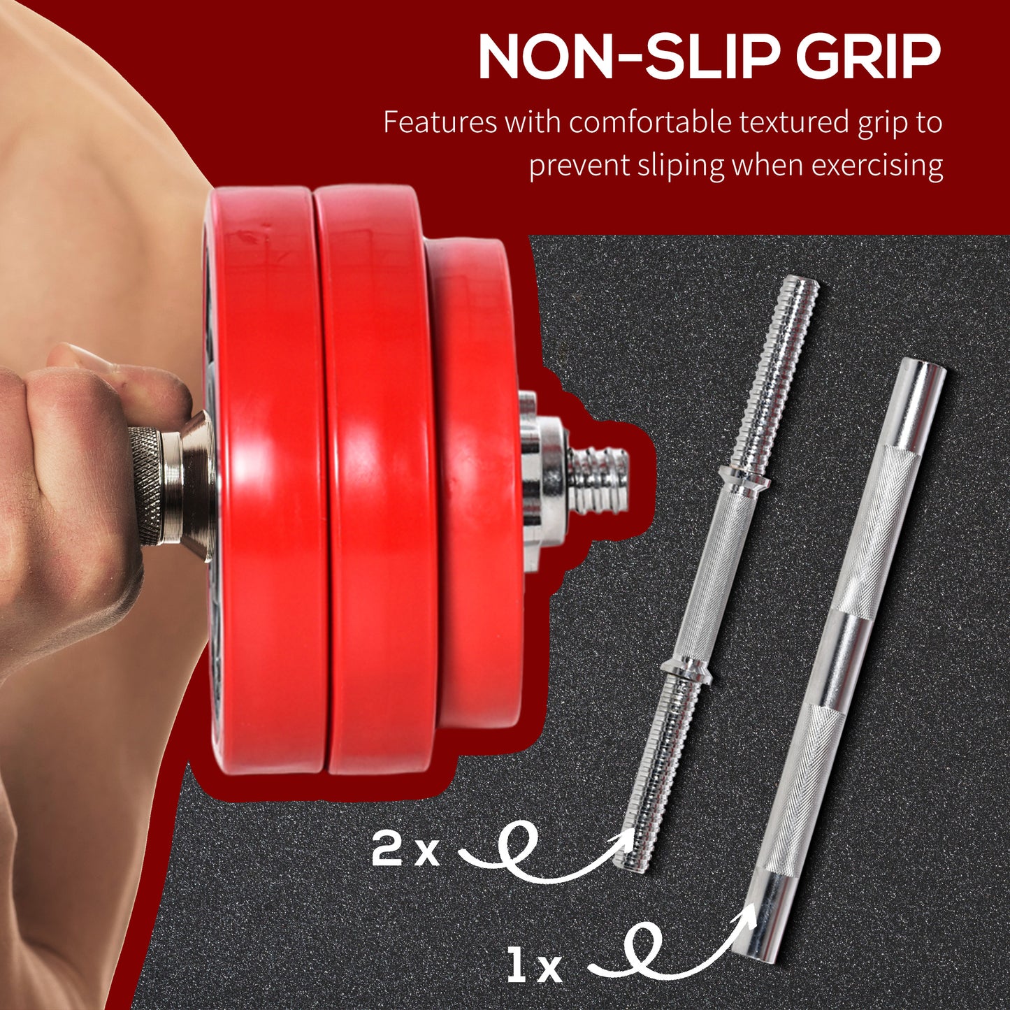 66lbs 2-In-1 Dumbbell & Barbell Adjustable Set Strength Muscle Exercise Fitness Plate Bar Clamp Rod Home Gym Sports Area