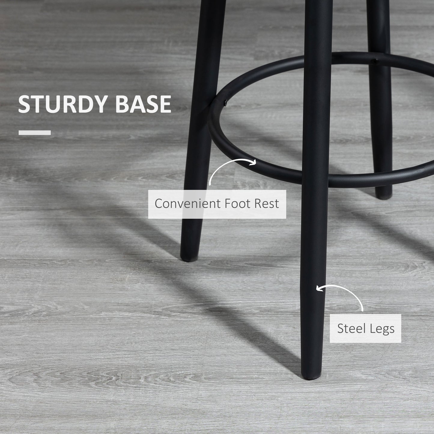 Tall Bar Stools Set of 2, Modern 360° Swivel, with Steel Legs Footrest, Charcoal Grey