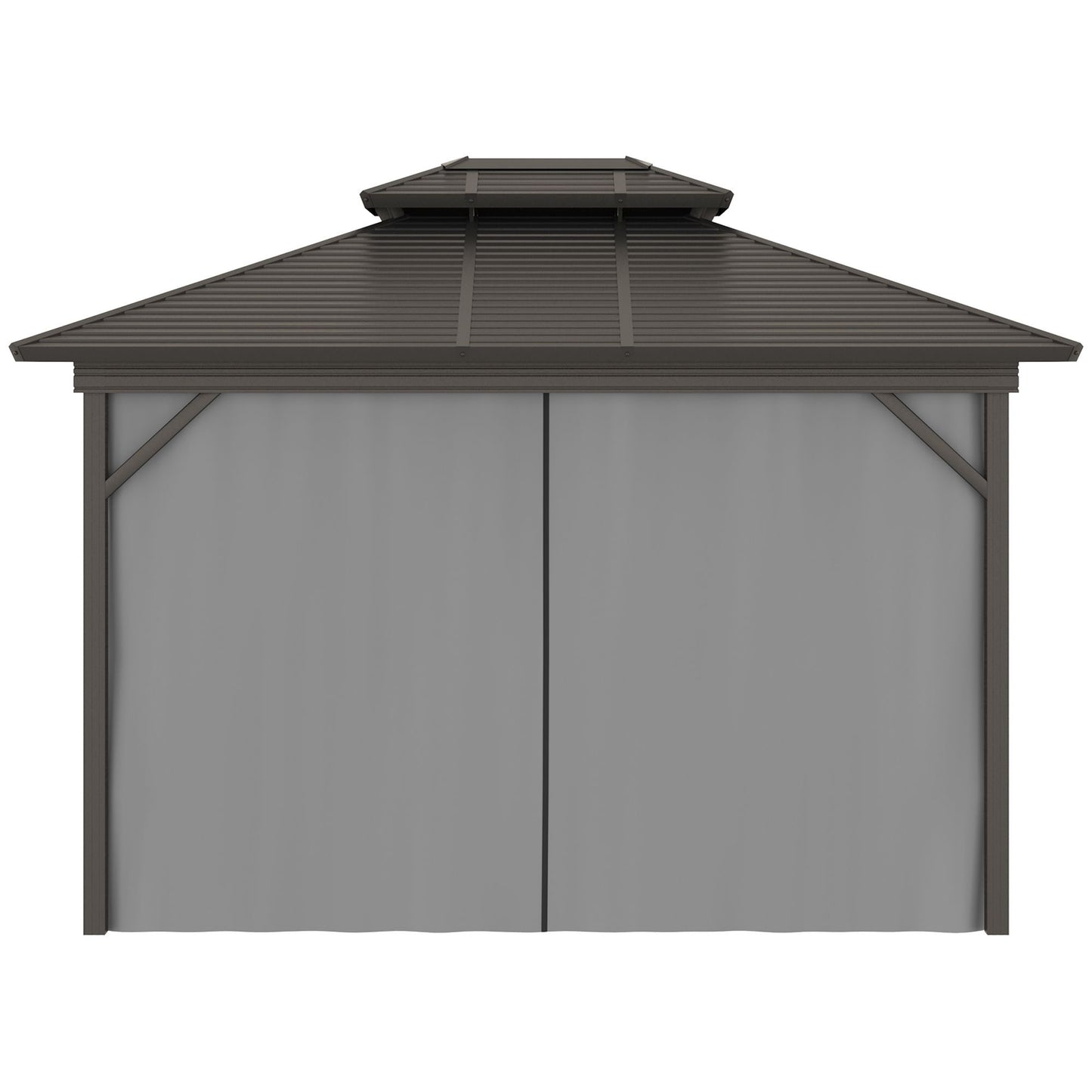 10'x12' Hardtop Aluminum Gazebo Garden Sun Shelter with Mosquito Netting and Curtains Hanging Hook, Black