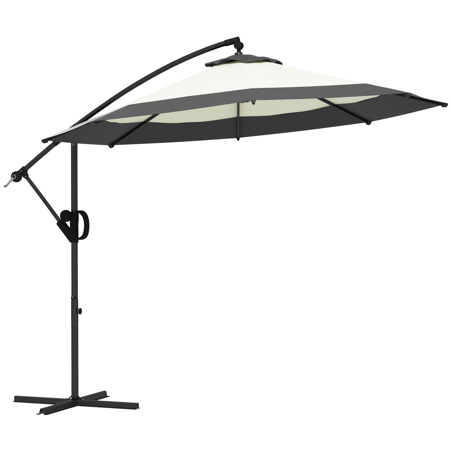 10 FT Cantilever Umbrella, Round Hanging Offset Umbrella with Crank, Tilt and Cross Base for Garden, Backyard, Grey