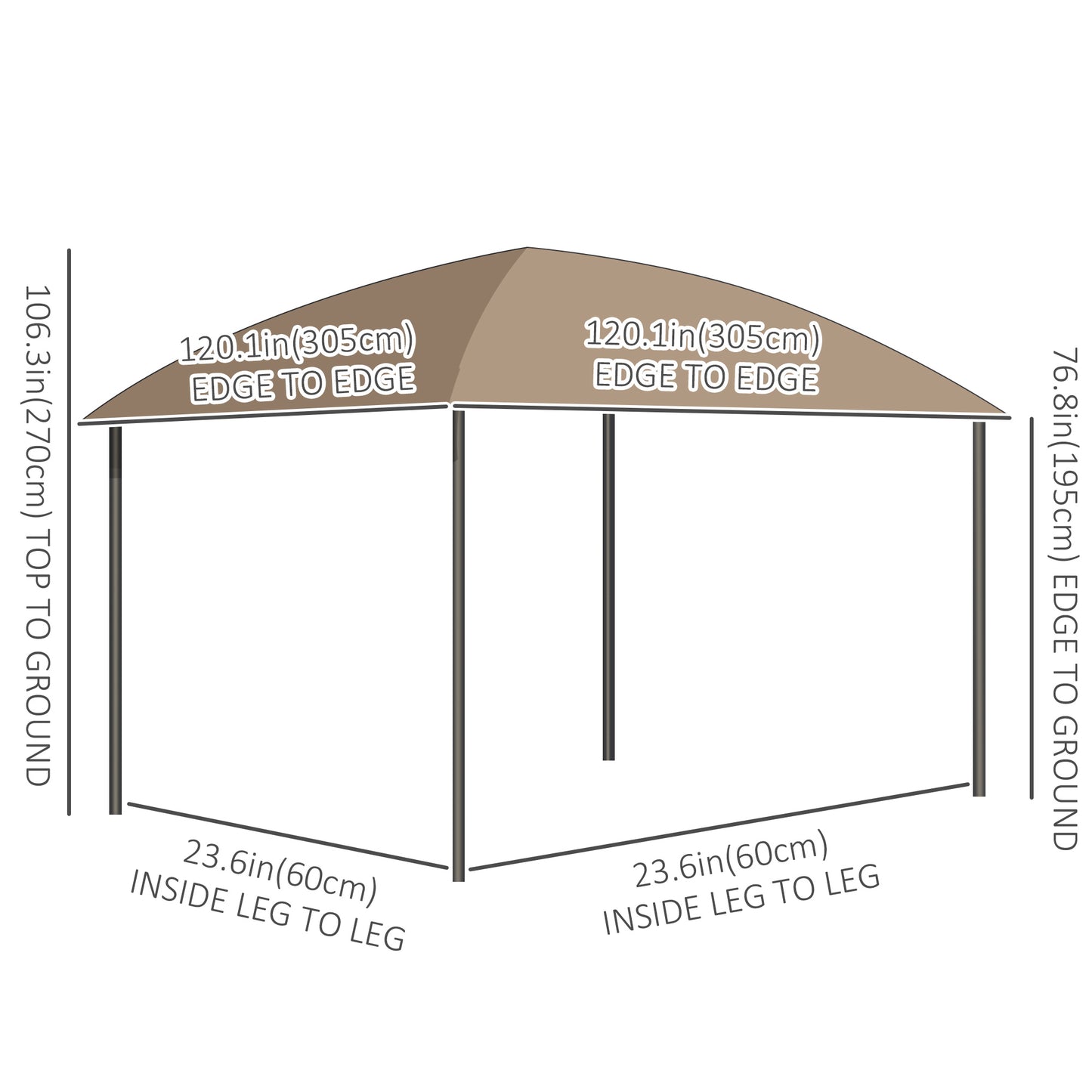 10' x 10' Outdoor Hardtop Gazebo Canopy with UV60+ Polycarbonate Roof, Steel Frame, Central Hook, Curtains, Khaki