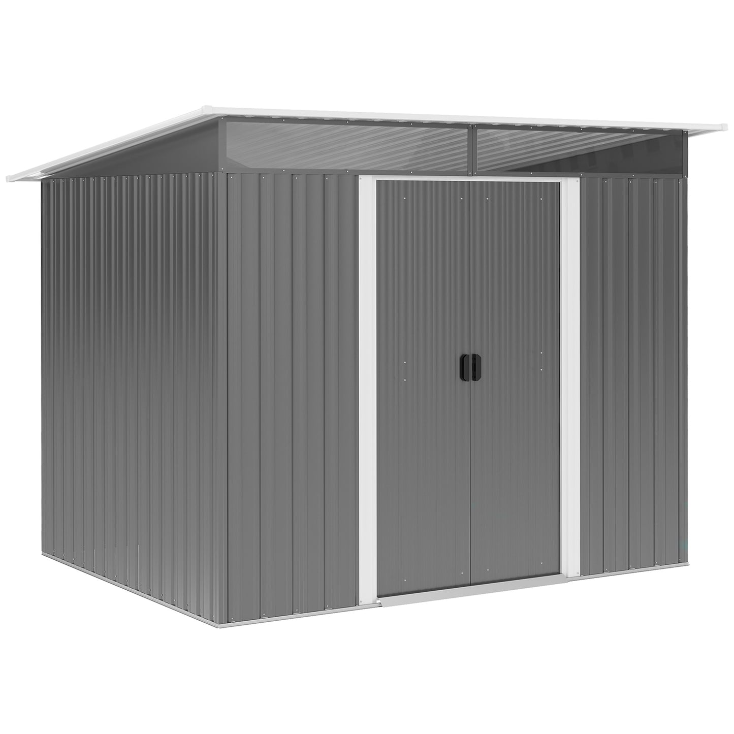 6' x 8.5' Outdoor Metal Garden Shed Utility Tool Storage Steel Backyard House, Grey