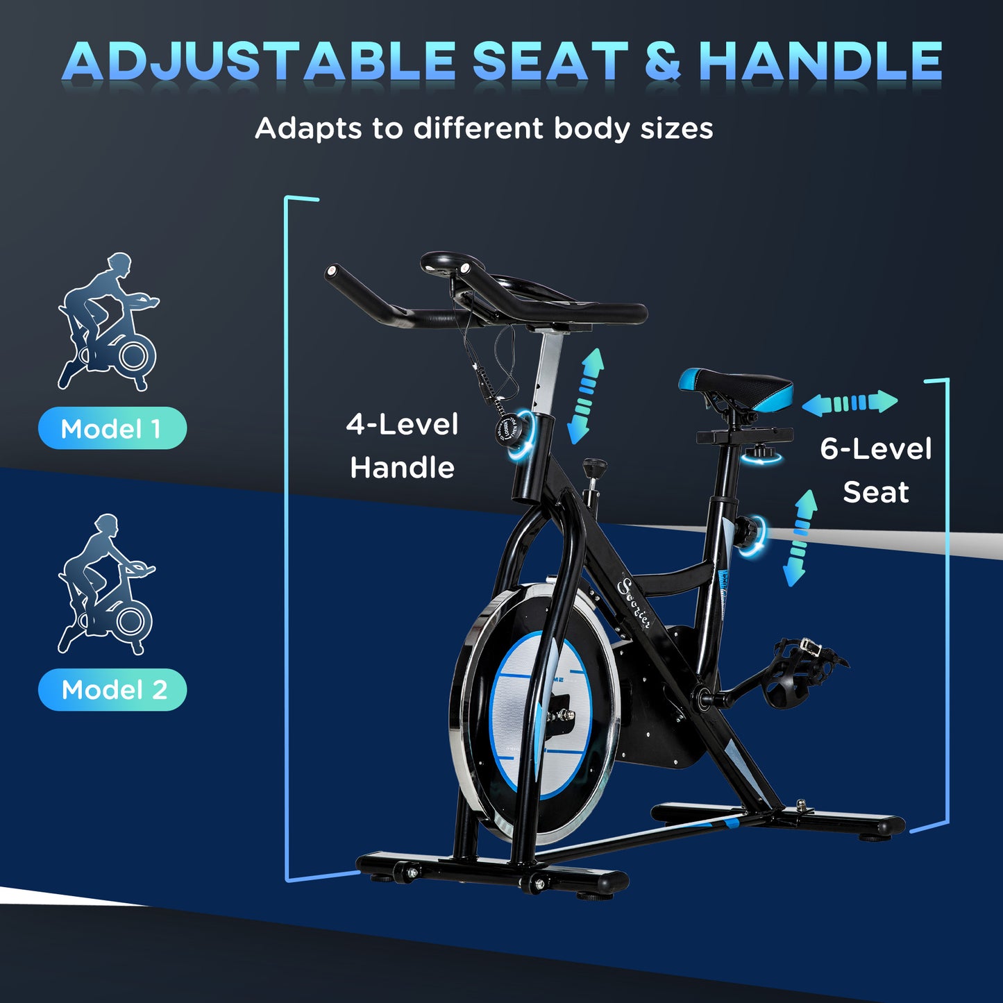 Magnetic Exercise Bike Stationary Bike with Adjustable Comfortable Seat Cushion & Multi - Grip Handlebars, Cardio Workout Cycle Bike Training for Home Office Gym