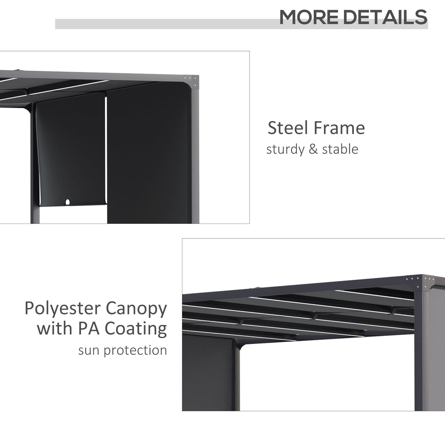 10' x 13' Outdoor Patio Pergola with Retractable Roof, LED Lights, Solar Powered for Garden, Lawn, Backyard, Dark Grey