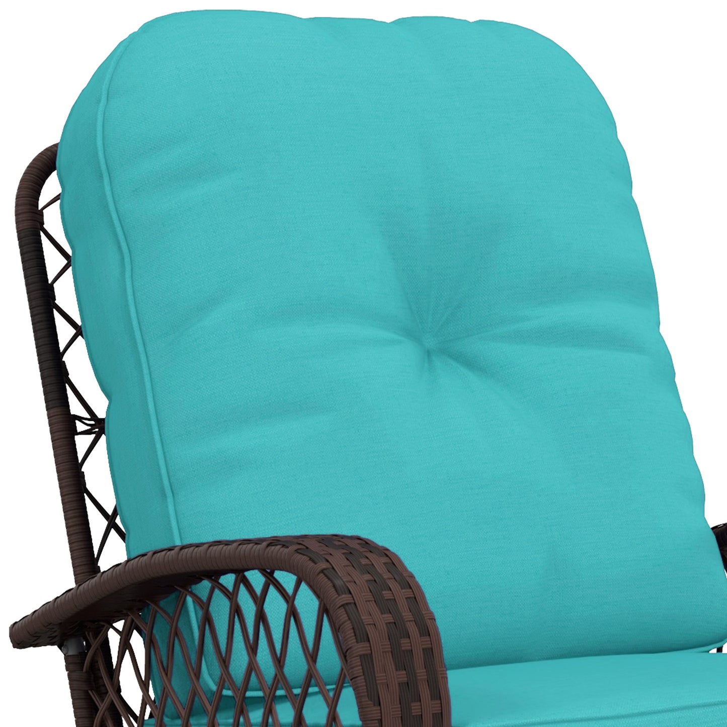 Outsunny Outdoor Wicker Rattan Rocking Chair Patio Rocker with Thick Cushions for Garden Backyard Porch, Turquoise