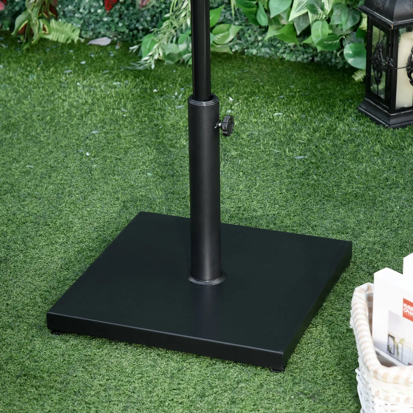 40 lbs Steel Square Umbrella Stand Base w/ Adjustable Knob, Black