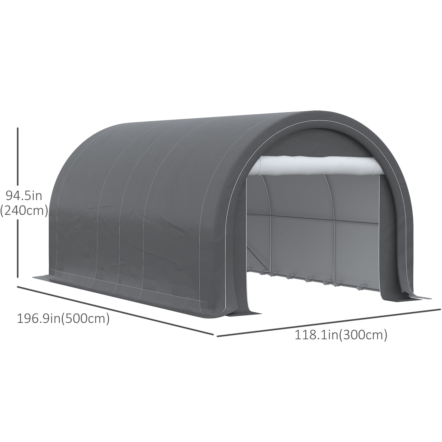 16' x 10' Carport, Heavy Duty Portable Garage / Storage Tent with Large Zippered Door, Anti-UV PE Canopy Cover for Car, Truck, Boat, Motorcycle, Bike, Garden Tools, Gray