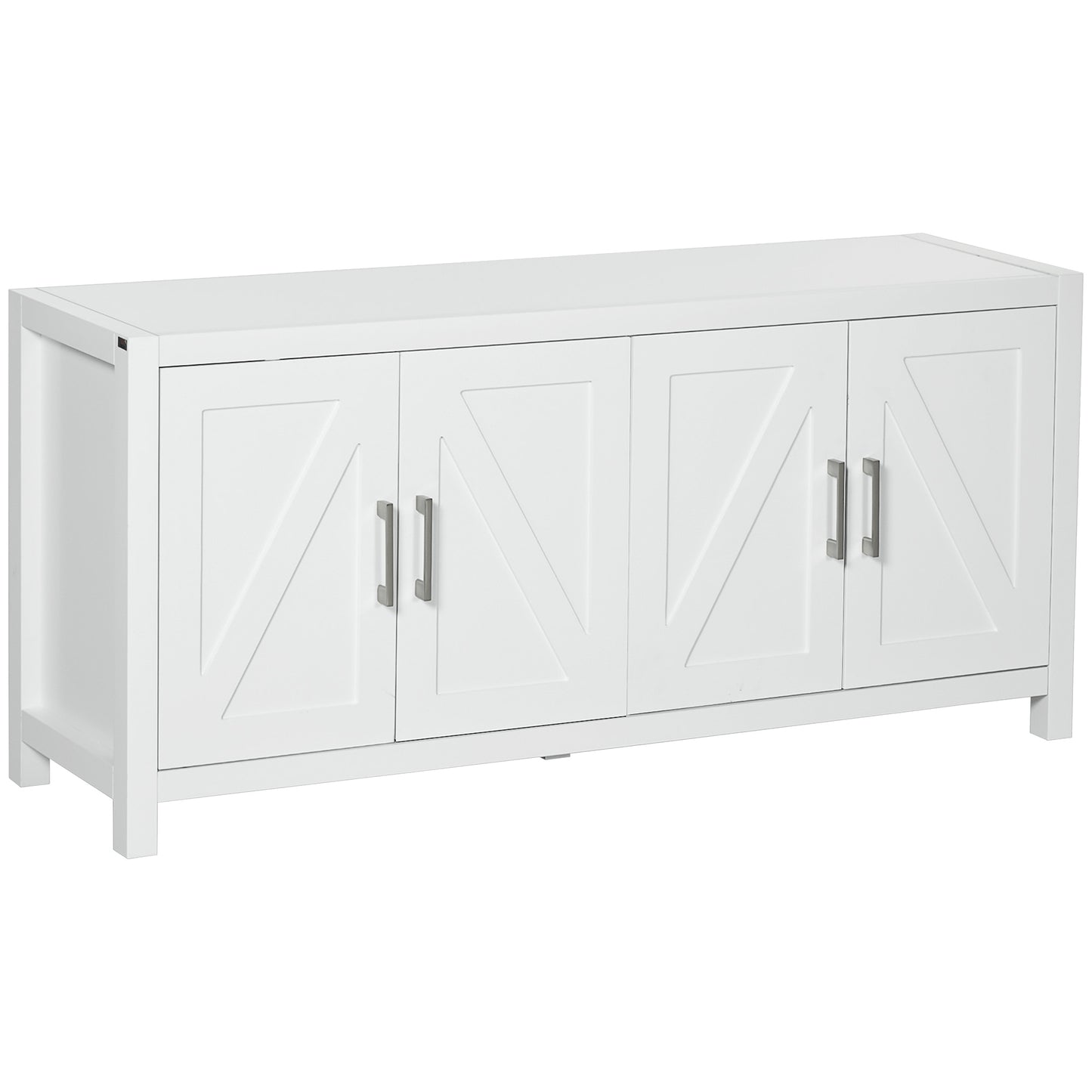 Sideboard Cabinet Buffets Table with Barn Style Doors TV Cabinet Stand for TVs up to 65" with 4 Cable Holes White