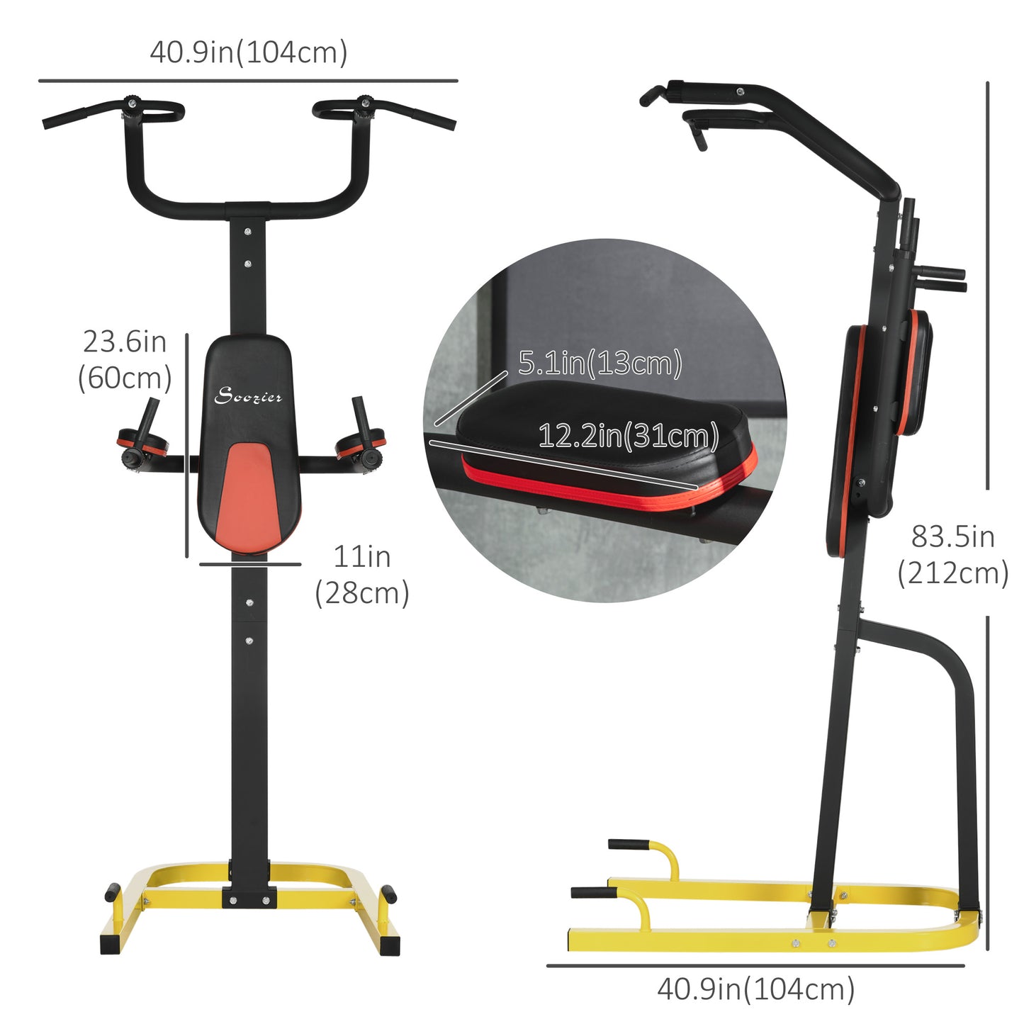 Multi-Function Power Tower, Pull Up Stand with Dip Station and Push-up Stand, Power Rack Home Gym Equipment