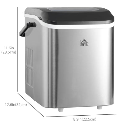 Portable Ice Makers Countertop, Self Cleaning Ice Machine with Ice Scoop and Basket, 9 Ice Cubes Ready in 6 Mins, 26lbs/24Hrs, 2 Sizes of Bullet Ice for Home Office, Black