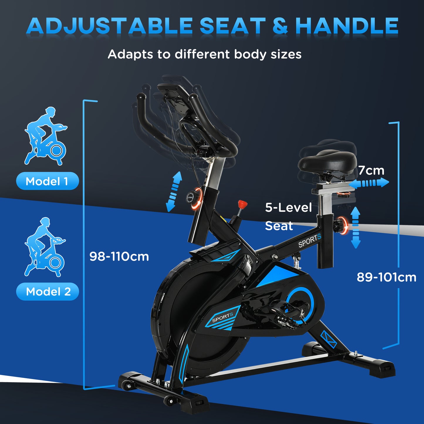 Stationary Exercise Bike Indoor Cardio Workout Cycling Bicycle w/ Heart Pulse Sensor & LCD Monitor 28.6lb Flywheel Adjustable Resistance