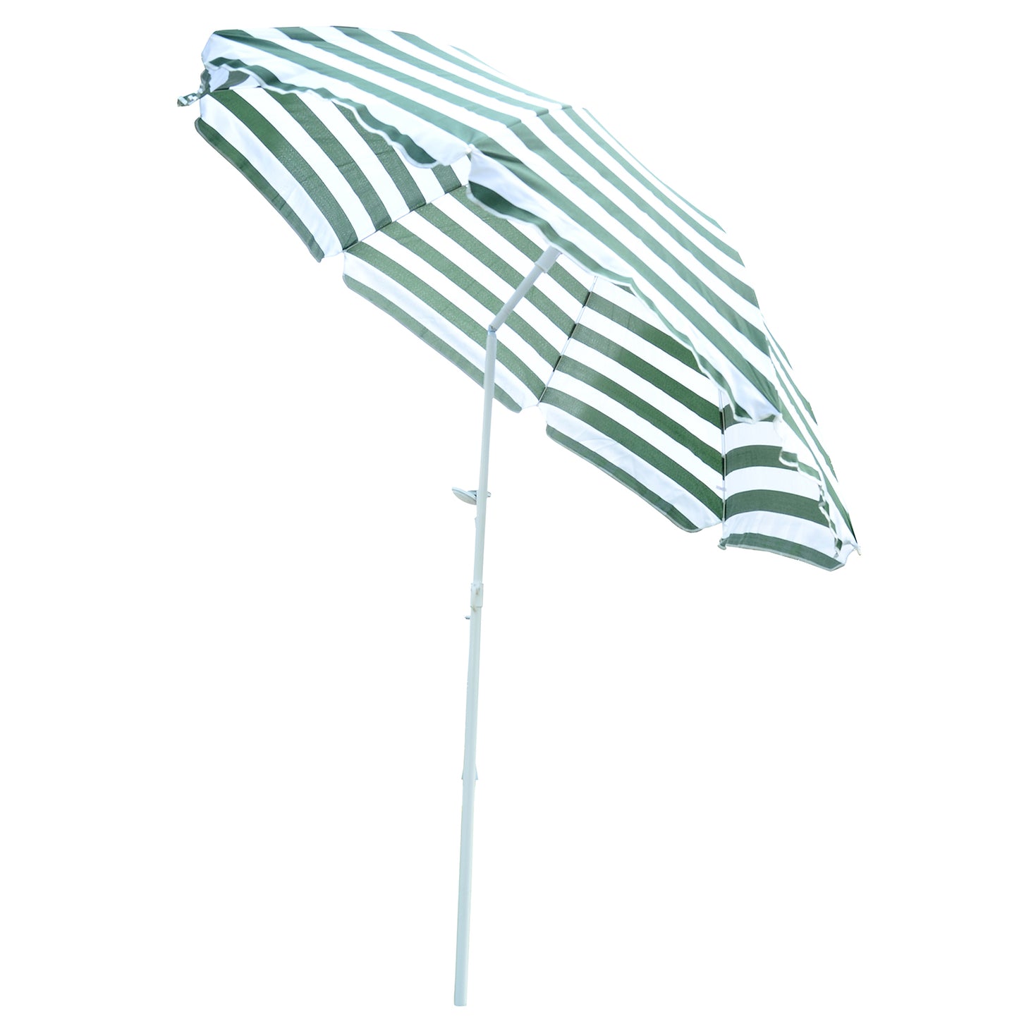 6ft Round Beach Umbrella Outdoor UV Protection Sun Shaded Canopy w/ Push Button Tilt Striped Green