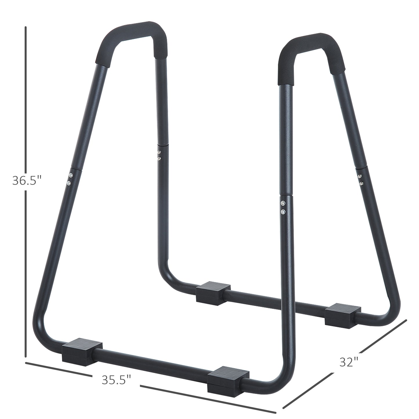 Fitness Dip Station Dip Bar Push Up Workout Stand with Straps Home Gym Black