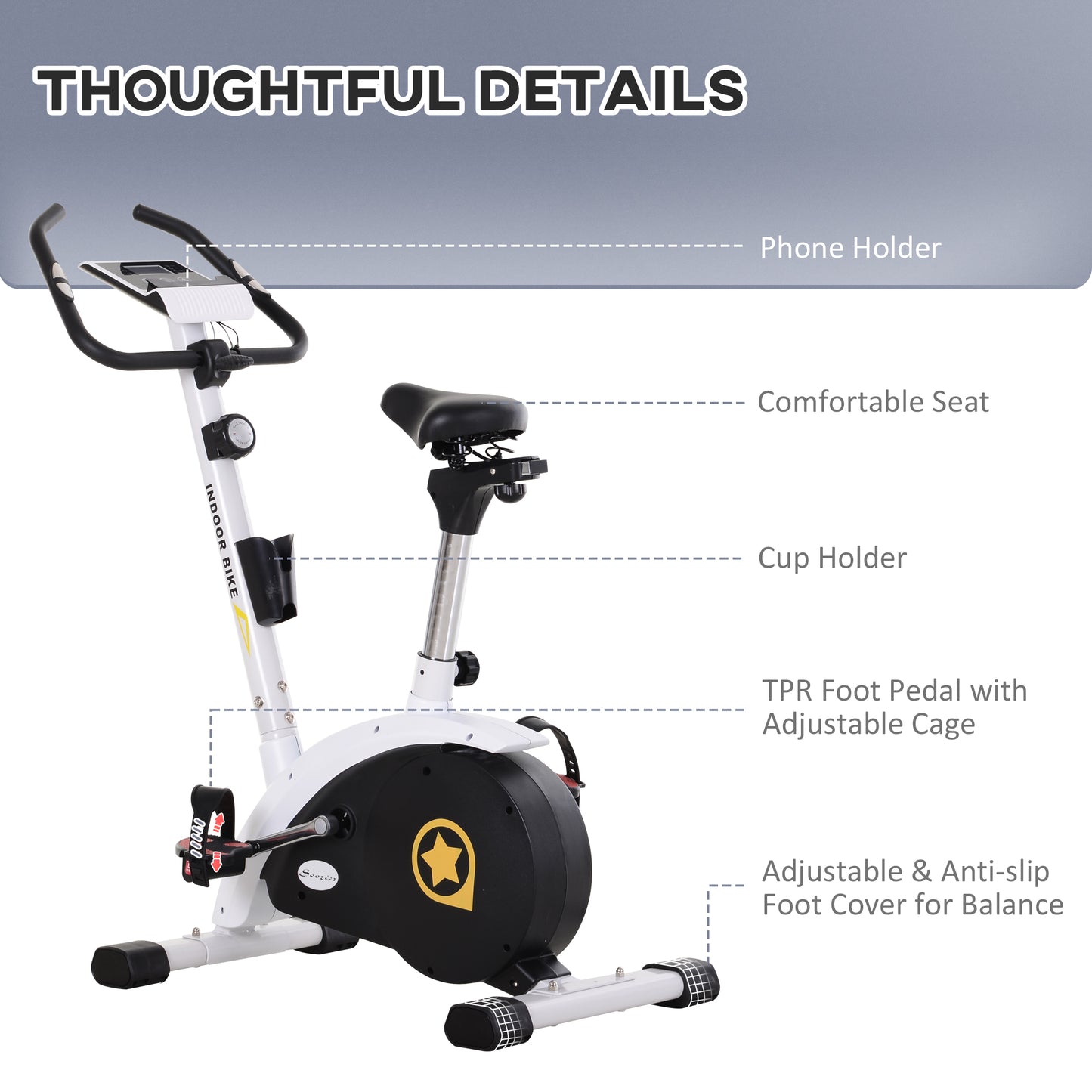 Upright Exercise Bike, 8-Level Magnetic Resistance Stationary Bike, Cardio Workout Equipment with Adjustable Seat, LCD Monitor and Phone Holder