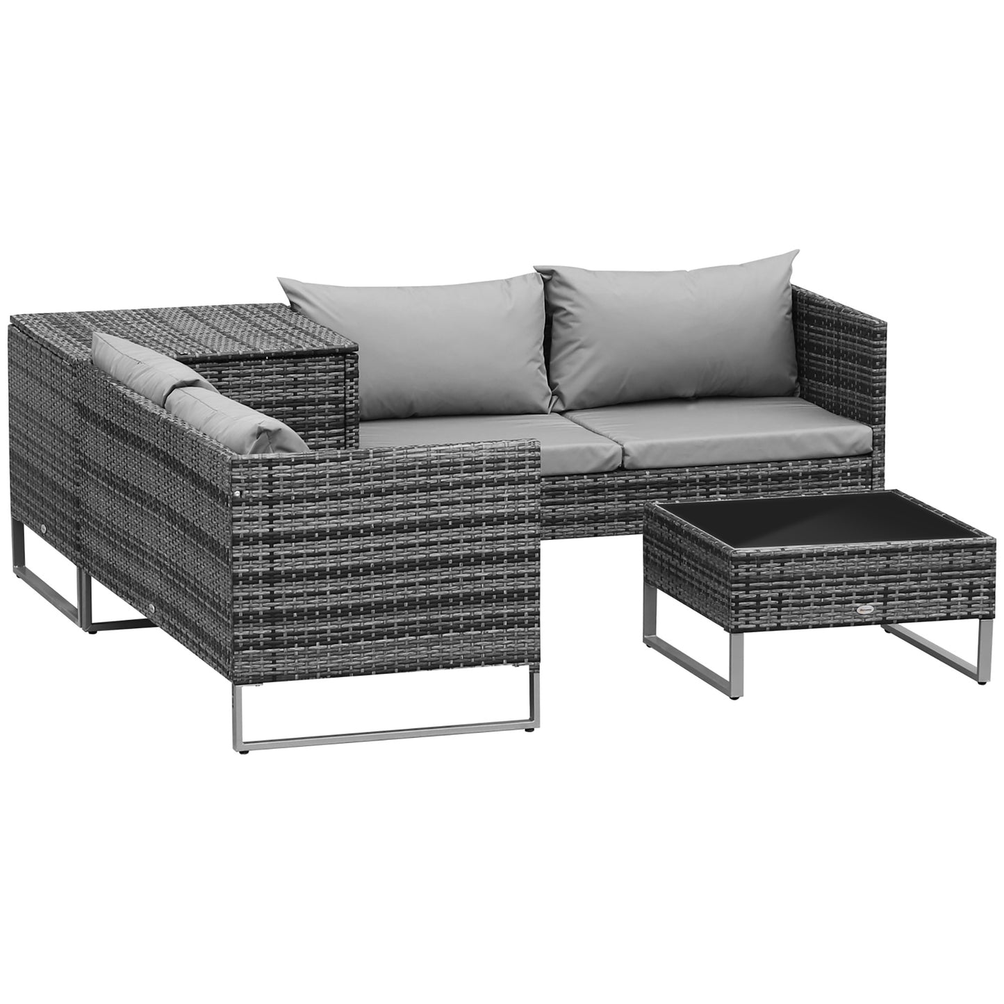 4 Piece Patio Furniture Set with Coffee Table and Corner Table for Backyard, Porch, Poolside, Balcony, Garden