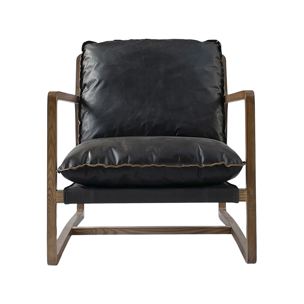 Oskar Club Chair - Black Leather