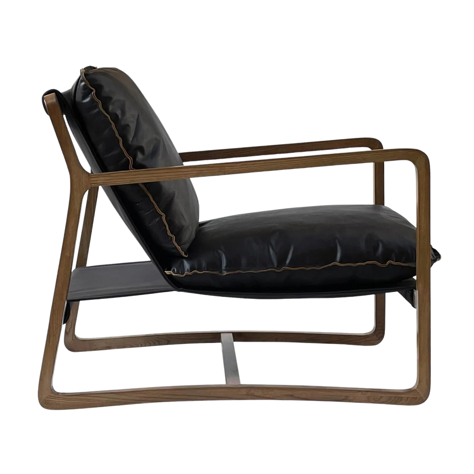 Oskar Club Chair - Black Leather