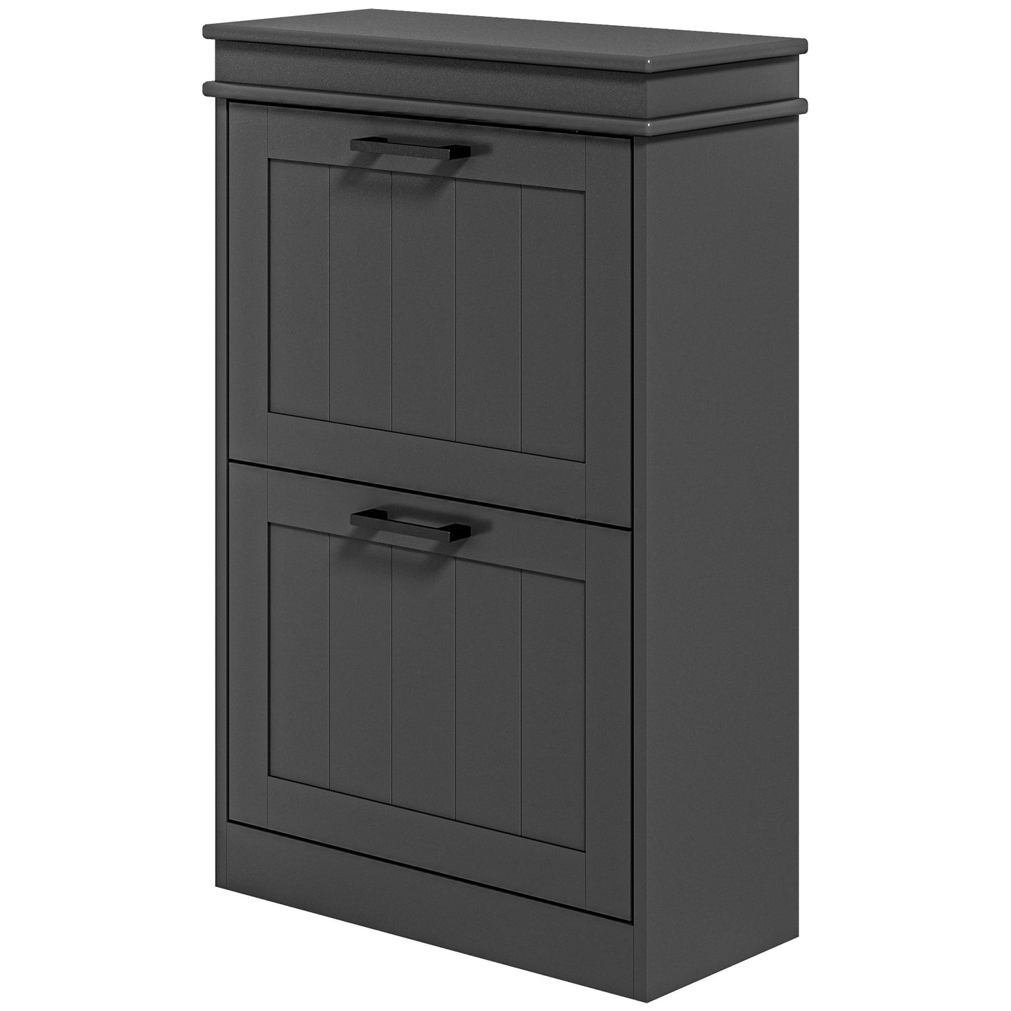 10 Pair Shoe Storage Cabinet with 2 Flip Drawers and Adjustable Shelves, Narrow, Black