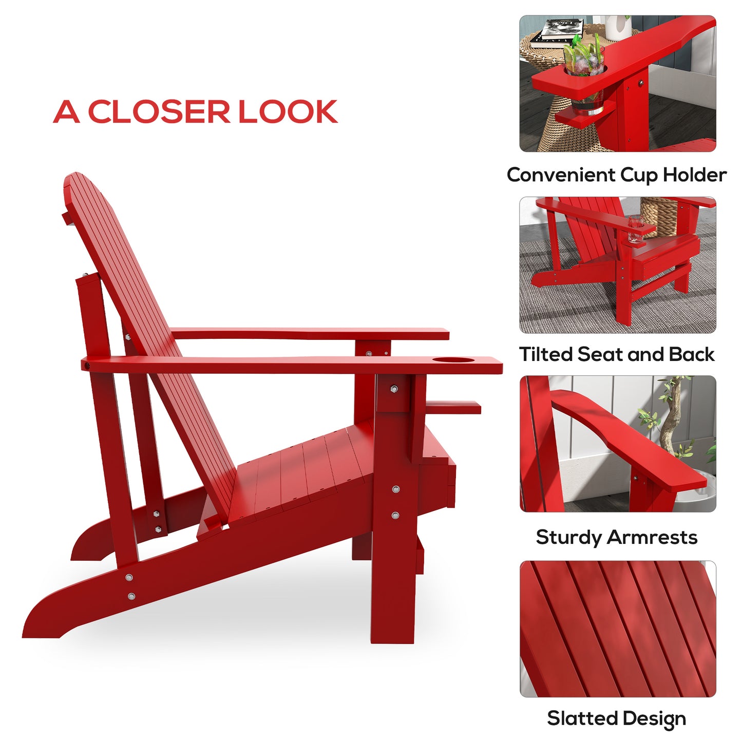 Classic Adirondack Chair, Muskoka Chairs in Red