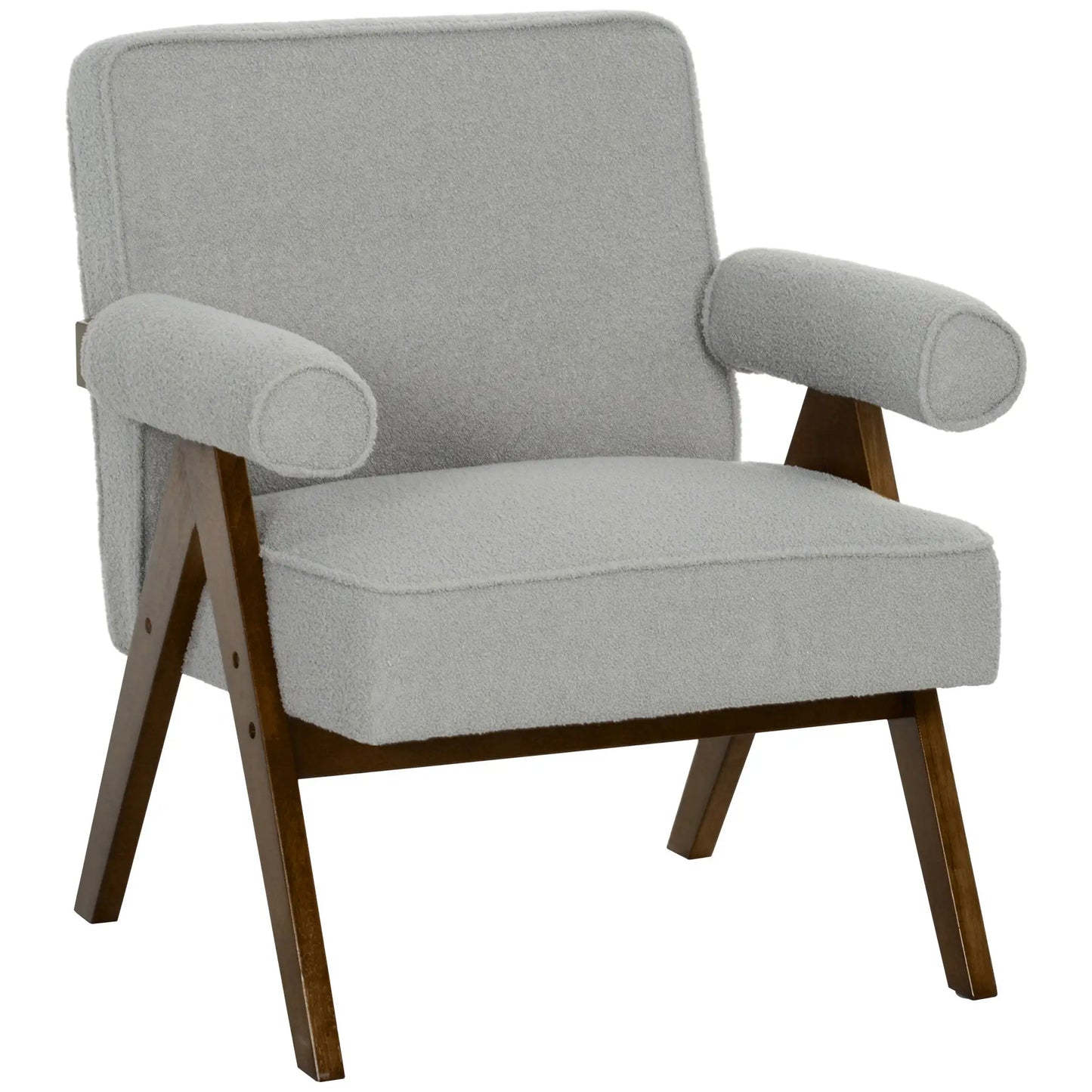 Cashmere Accent Chair Armchair with Wide Seat and Soft Padded Armrests, Grey