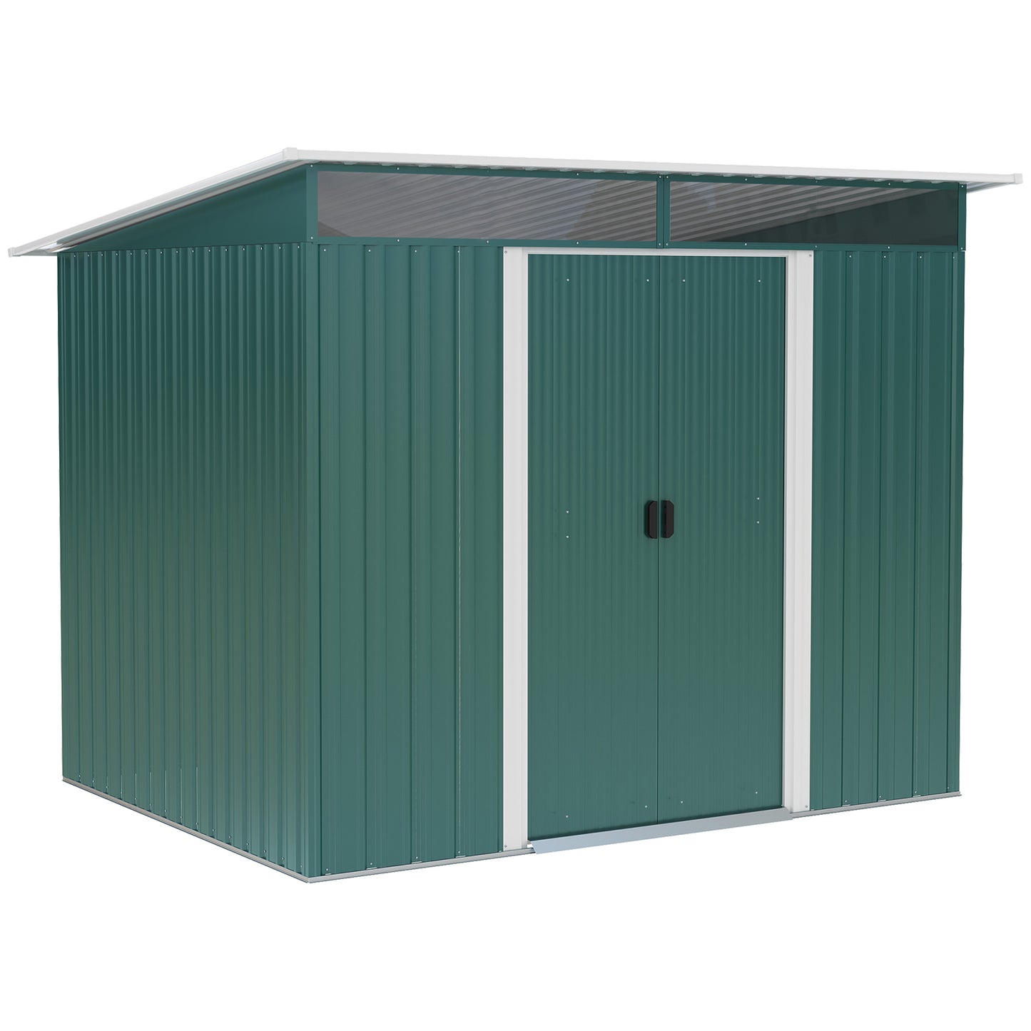 6' x 8.5' Outdoor Metal Garden Shed Utility Tool Storage Steel Backyard House, Dark Green