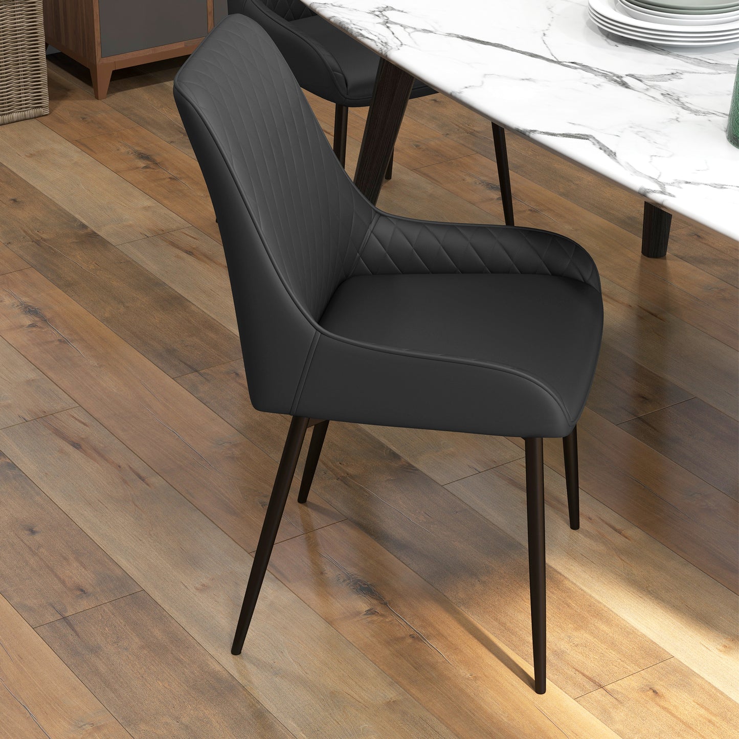 Modern Dining Chairs Set of 4, PU Leather with Metal Legs