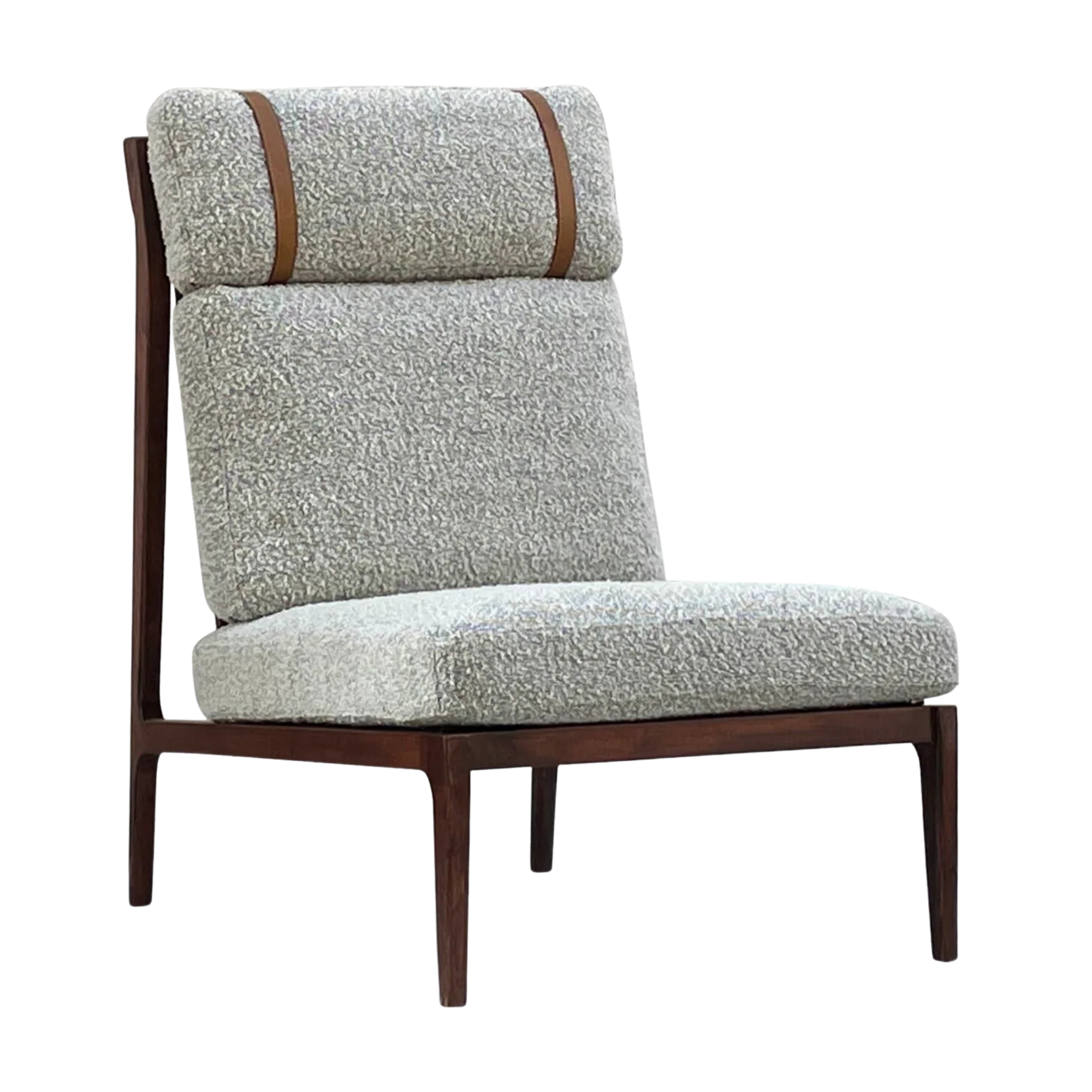 High Trend Ash Wood Frame, Boucle Fabric Accent Chair