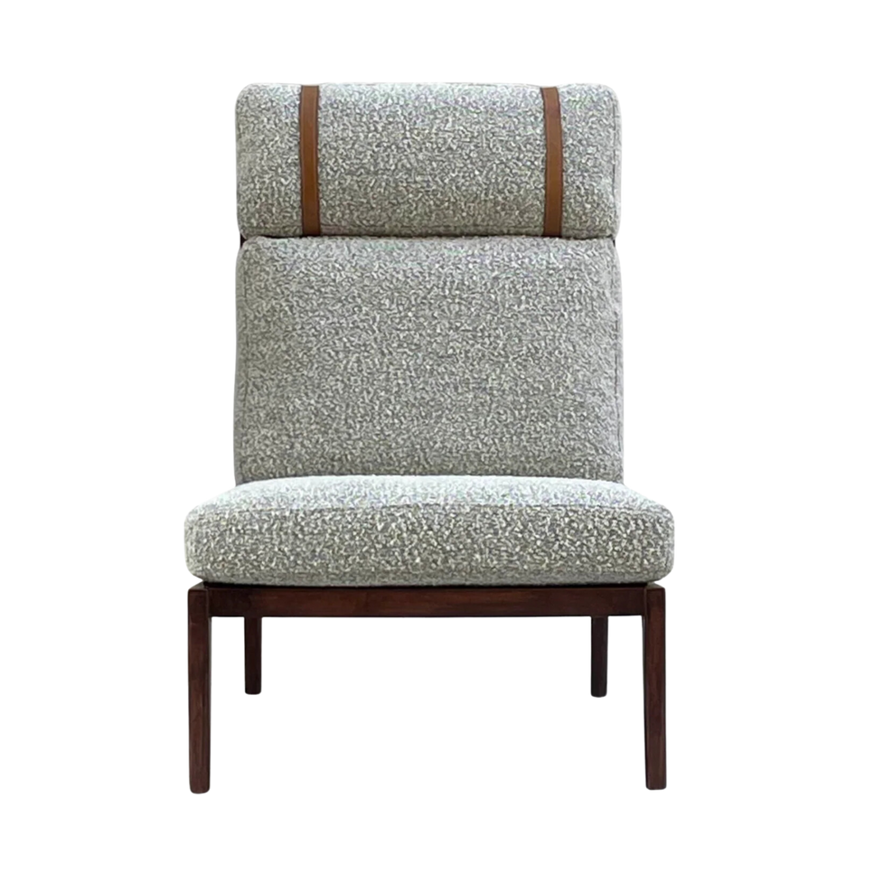 High Trend Ash Wood Frame, Boucle Fabric Accent Chair