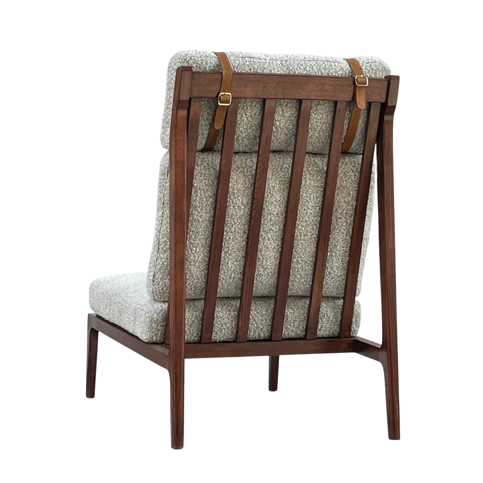 High Trend Ash Wood Frame, Boucle Fabric Accent Chair