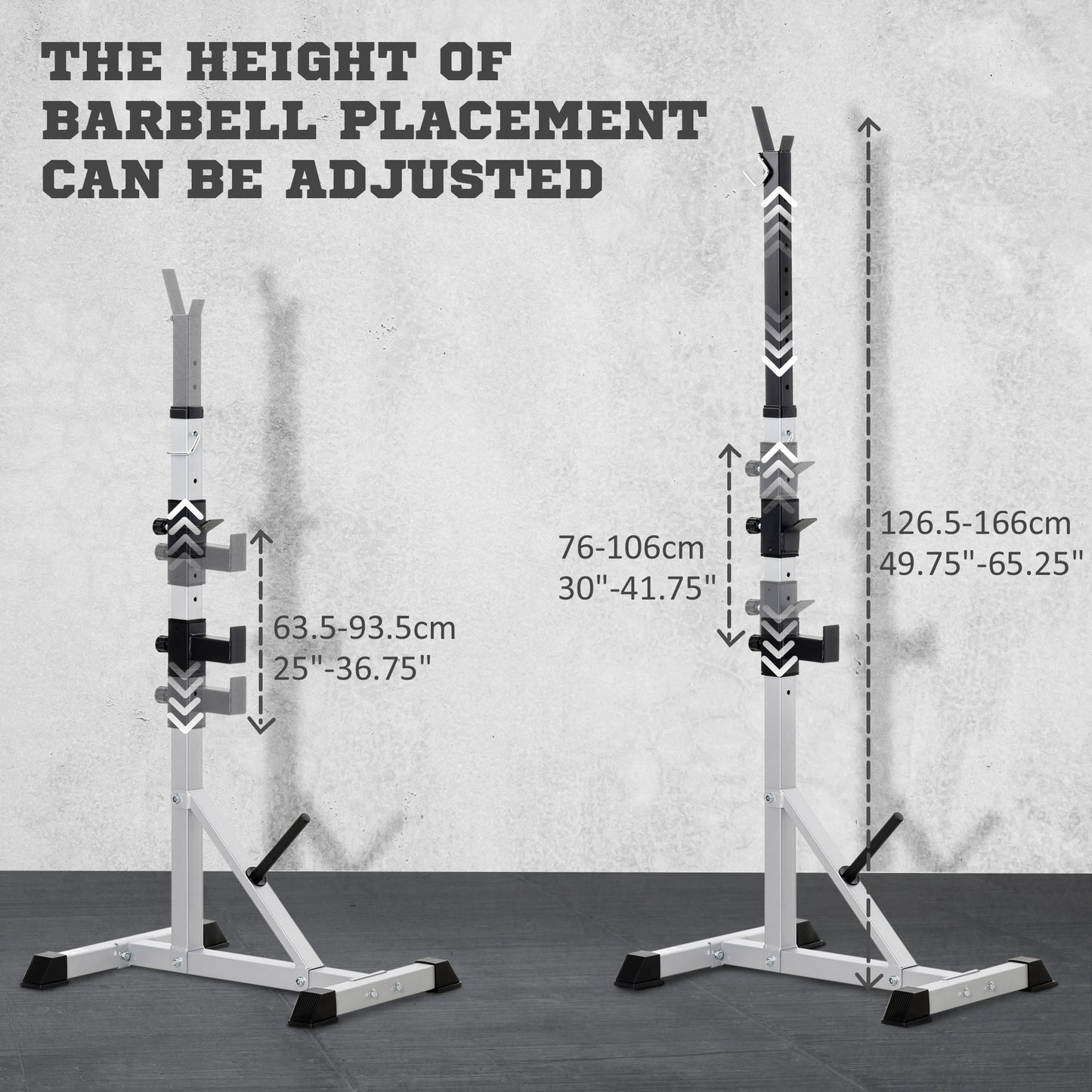 2-Piece Pair Steel Height Adjustable Barbell Squat Rack and Bench Press 23" x 29.7" x 69.3"