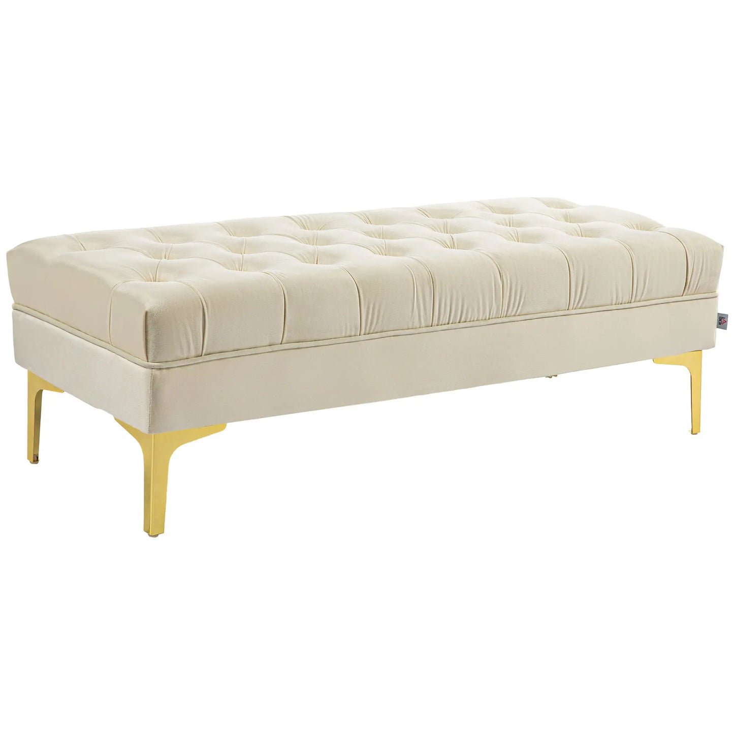 Upholstered Ottoman Bench with Button Tufted for Entryway, Living Room or Bedroom, in Cream White