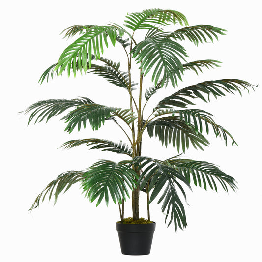 4.6FT Palm Tree Artificial Faux Plant with 20 Leaves in Nursery Pot for Indoor Outdoor Greenery Home Office Decor