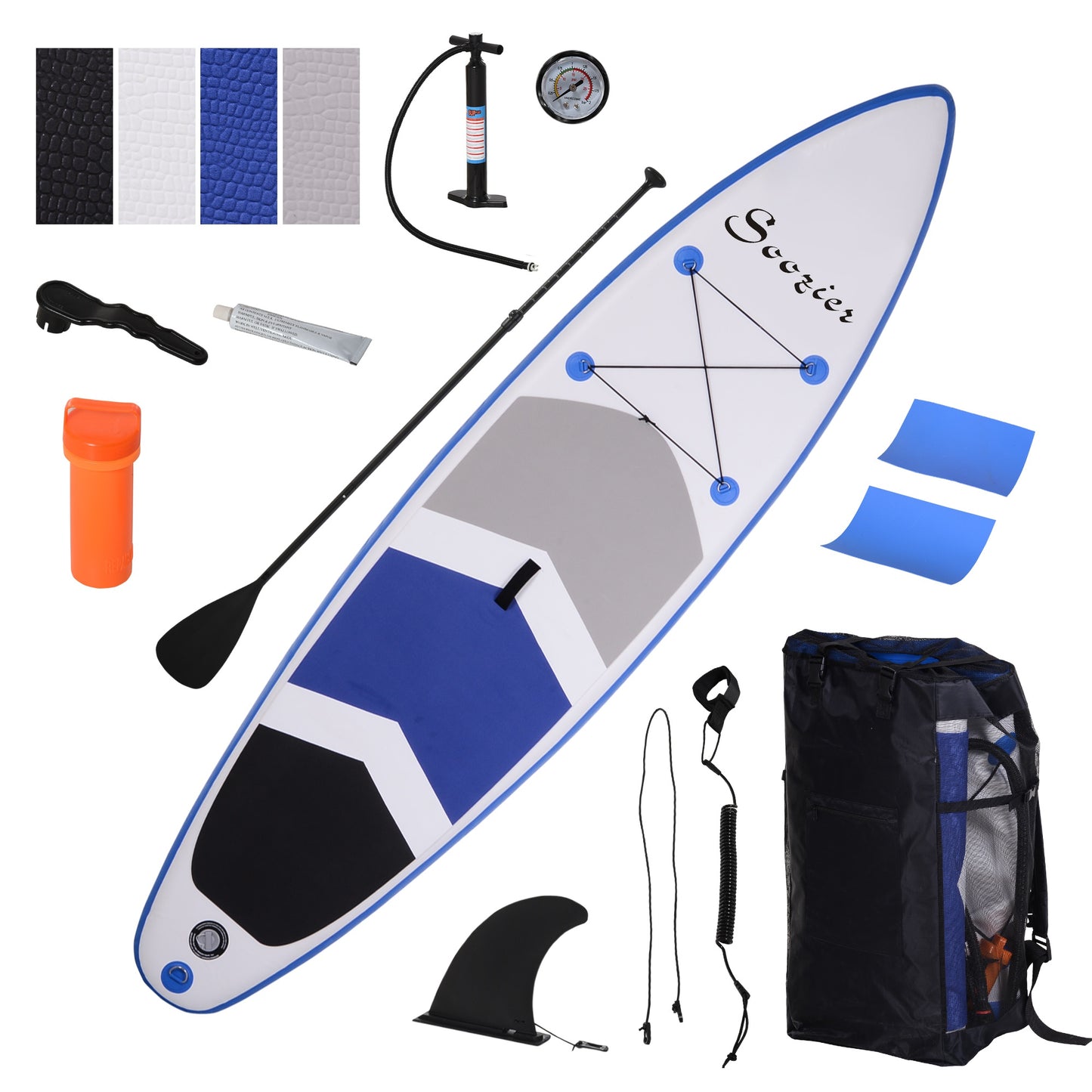 Inflatable Paddle Board, 127"×32"×6" Stand Up Paddle Board Lightweight & Foldable w/ ISUP Accessories & Carry Bag, Aluminum Paddle, Fix Accessories Set, Air Pump, Leash