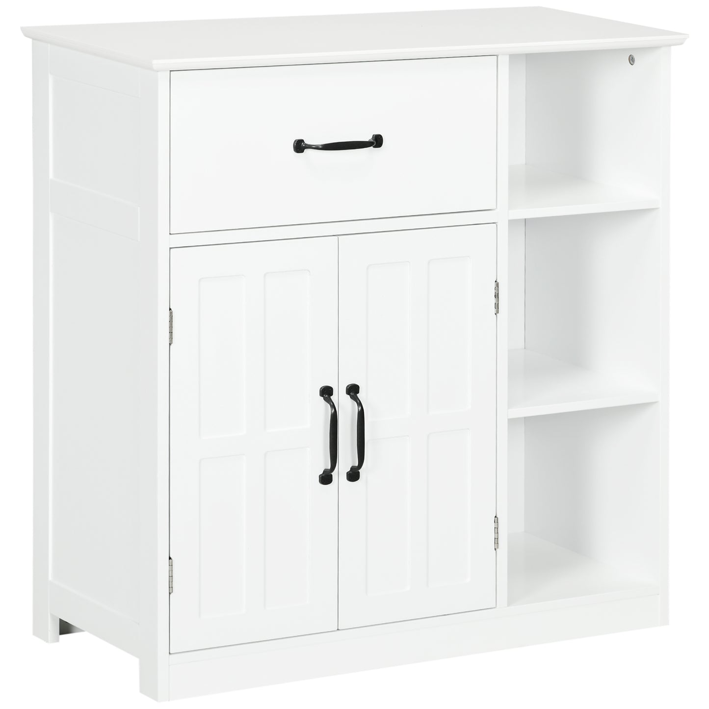 kleankin Modern Bathroom Cabinet, Freestanding Bathroom Vanities with 3 Open Shelves, Drawer and Adjustable Shelf, White