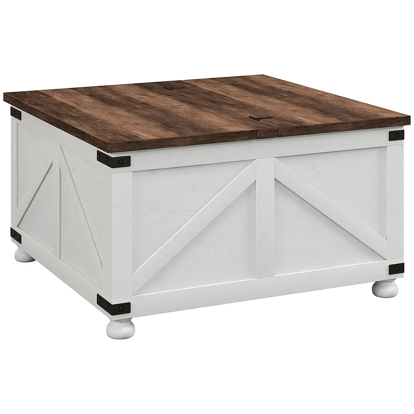 Coffee Table with Lift Top and Flip-top Lids, 32" Farmhouse style with 2 Hidden Compartments