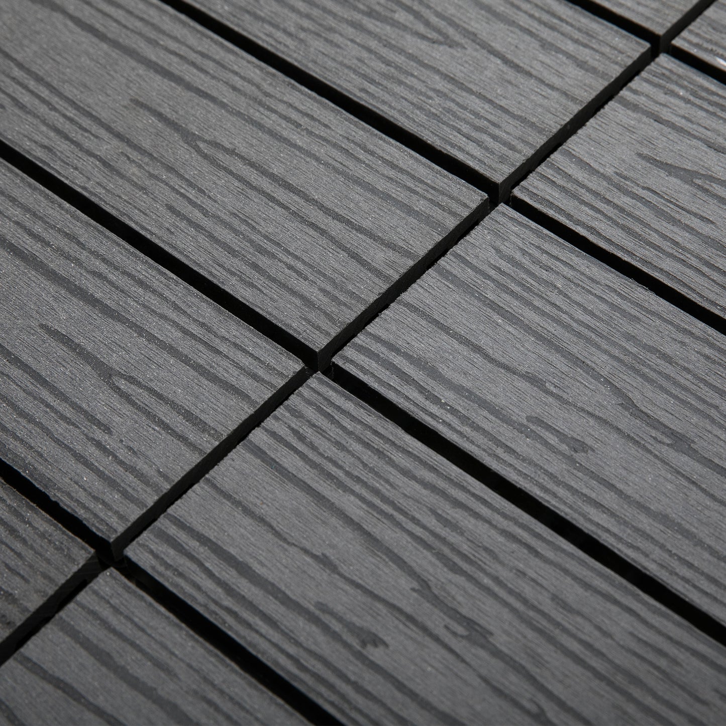 12 x 12 HDPE Interlocking Composite Deck Tile 11 Pack for the Patio or Porch for a New Classic Look, Grey